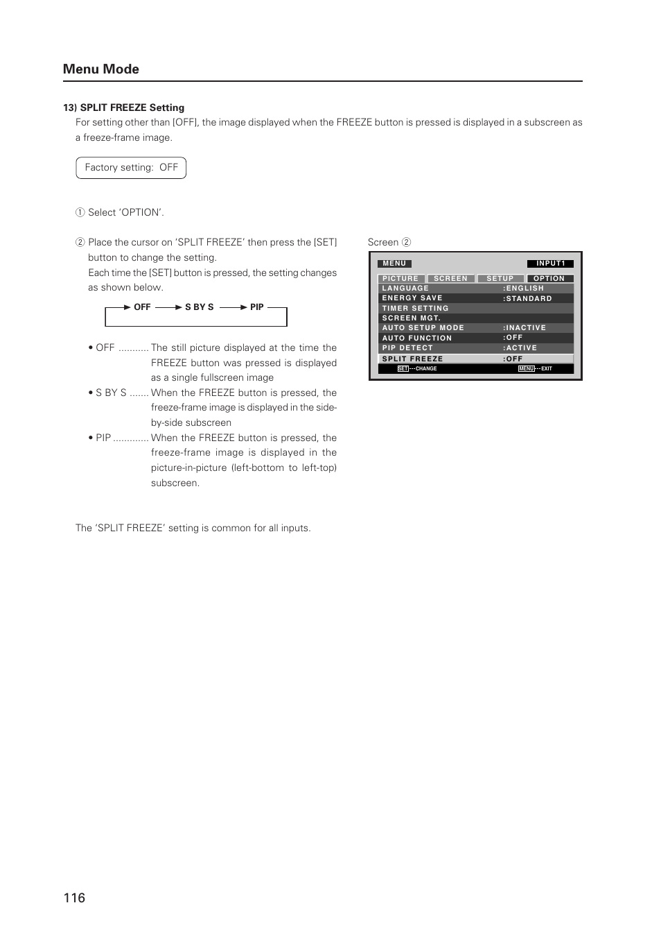 116 menu mode | Pioneer MILESTONE 12 User Manual | Page 116 / 215