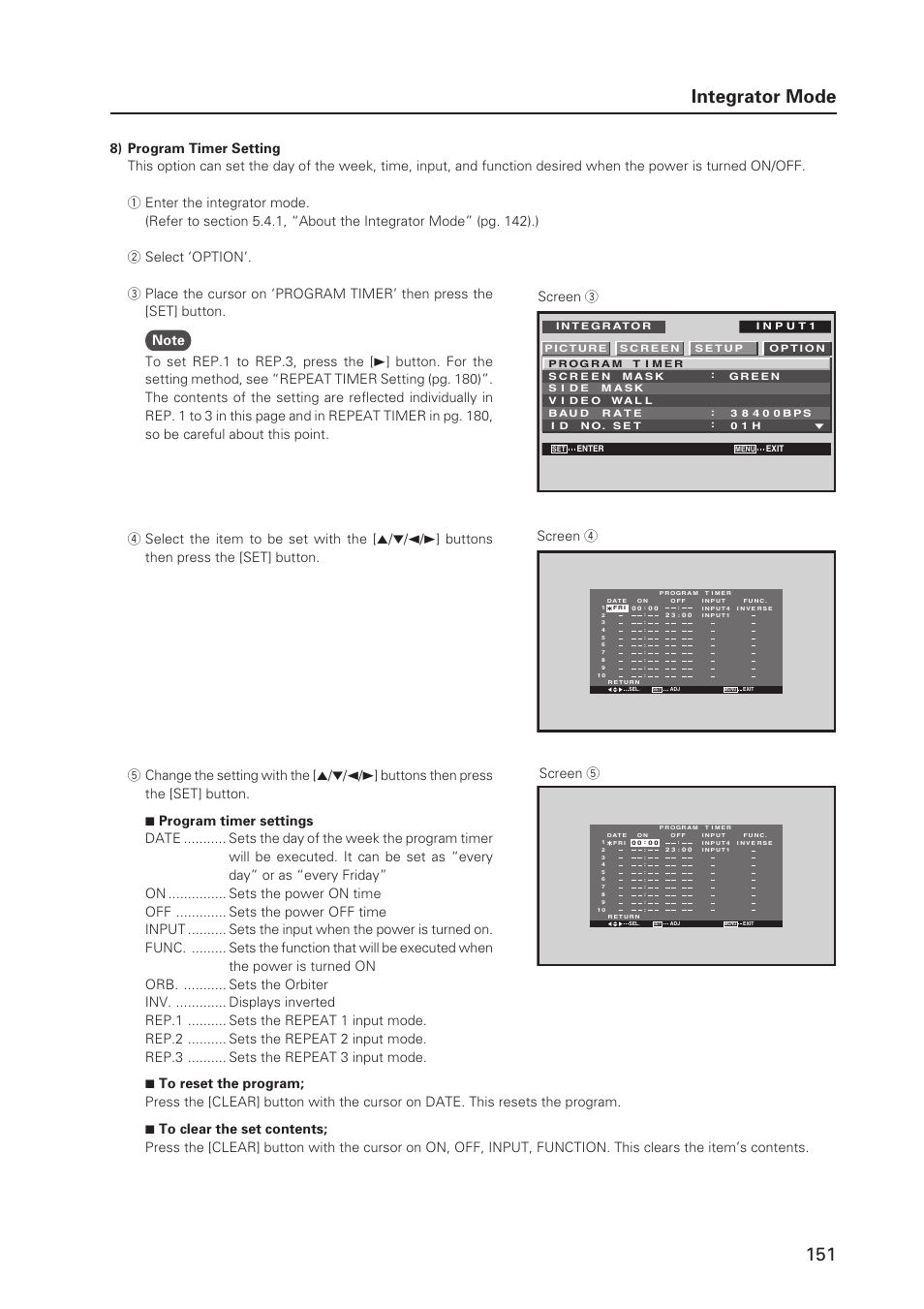 151 integrator mode, Screen 4 screen 5 | Pioneer MILESTONE 12 User Manual | Page 151 / 215