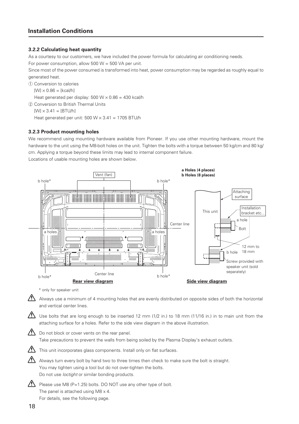 Installation conditions | Pioneer MILESTONE 12 User Manual | Page 18 / 215