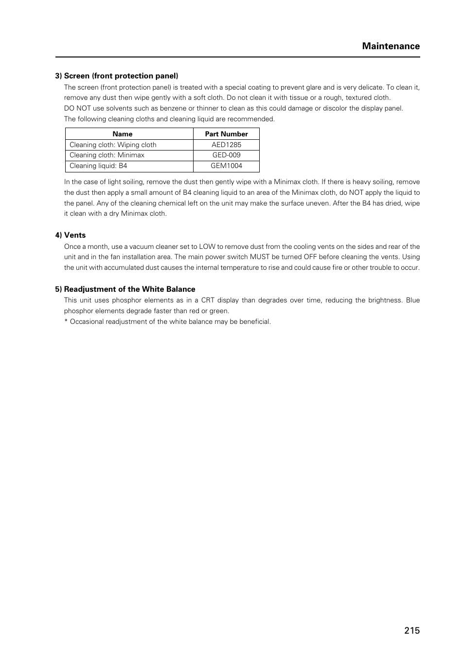 215 maintenance | Pioneer MILESTONE 12 User Manual | Page 215 / 215