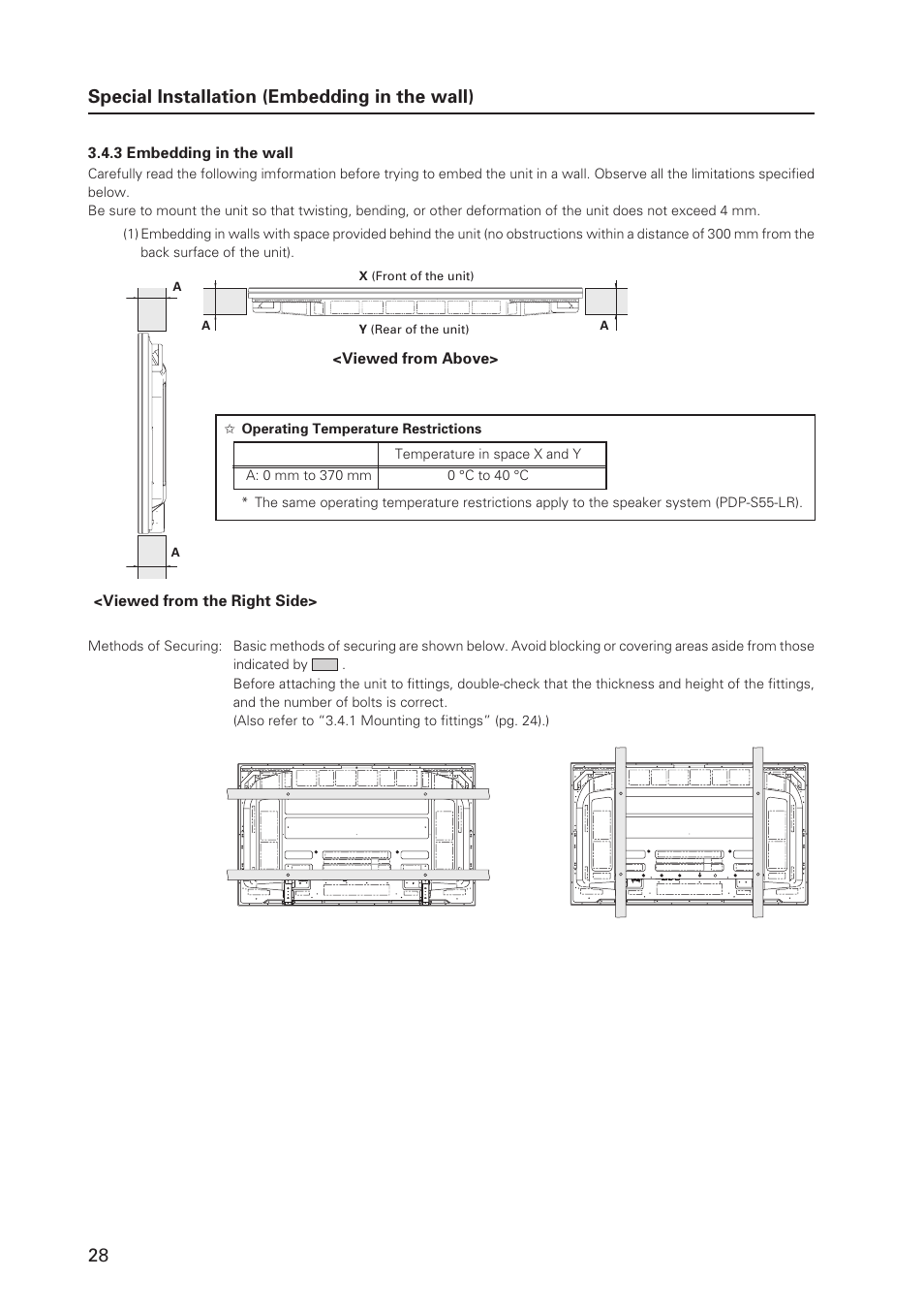 28 special installation (embedding in the wall) | Pioneer MILESTONE 12 User Manual | Page 28 / 215