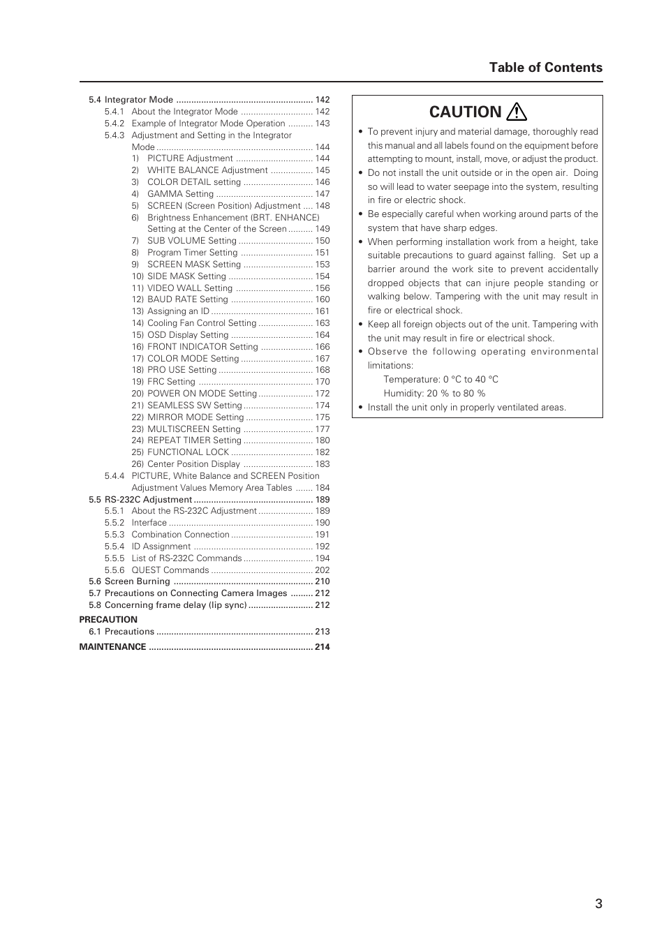 Caution, 3table of contents | Pioneer MILESTONE 12 User Manual | Page 3 / 215