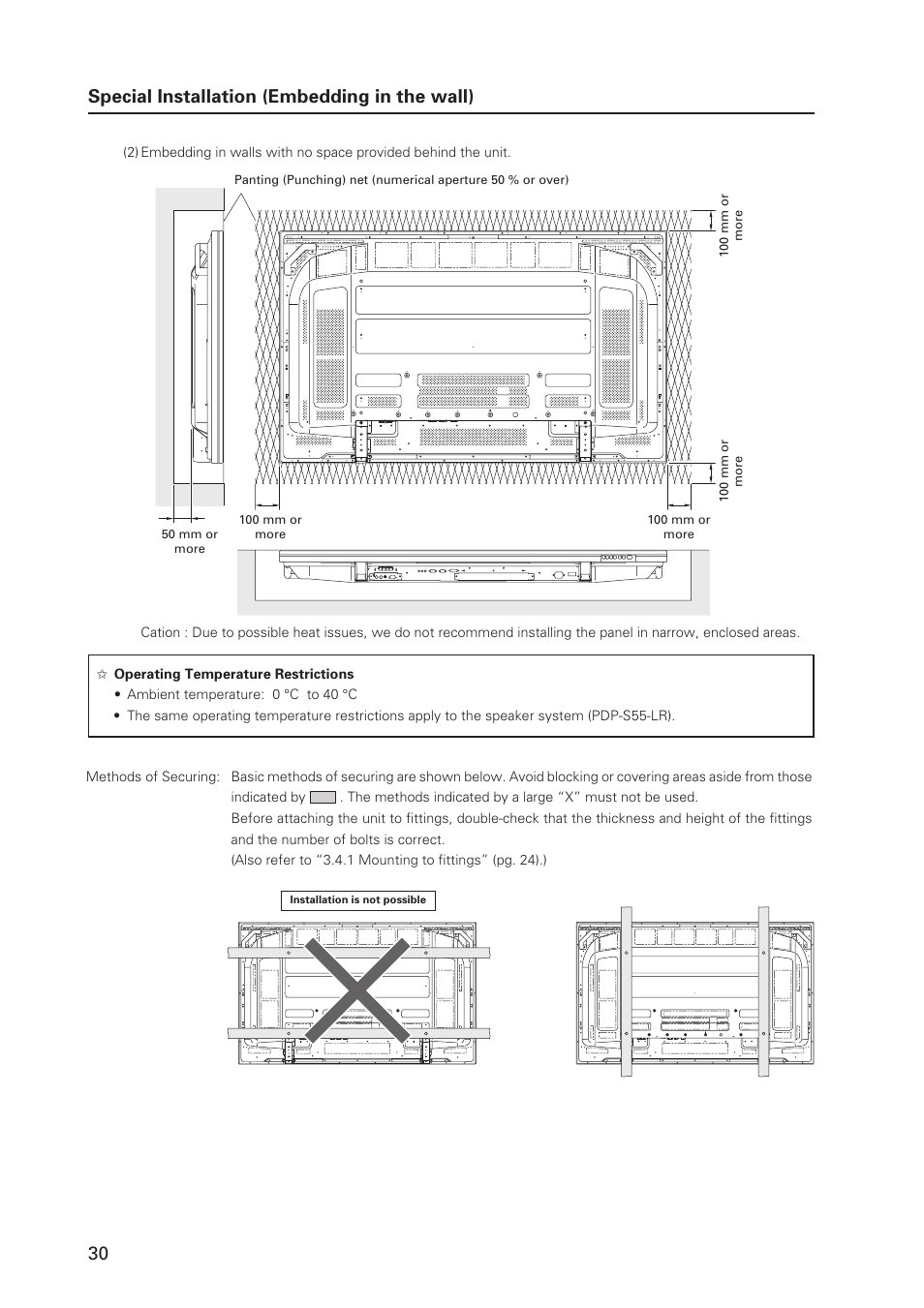 Special installation (embedding in the wall) | Pioneer MILESTONE 12 User Manual | Page 30 / 215