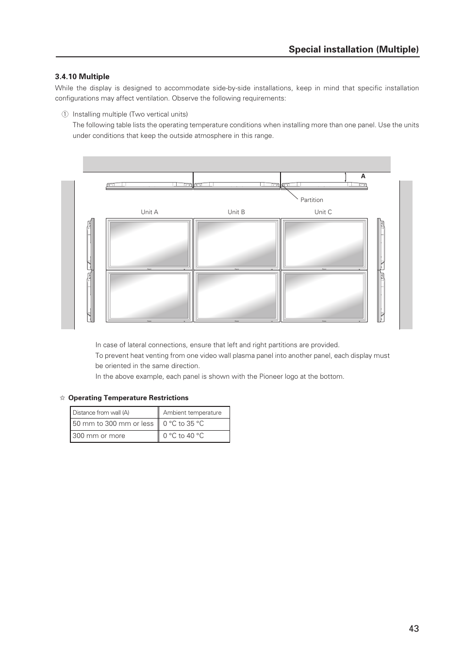 Special installation (multiple) | Pioneer MILESTONE 12 User Manual | Page 43 / 215