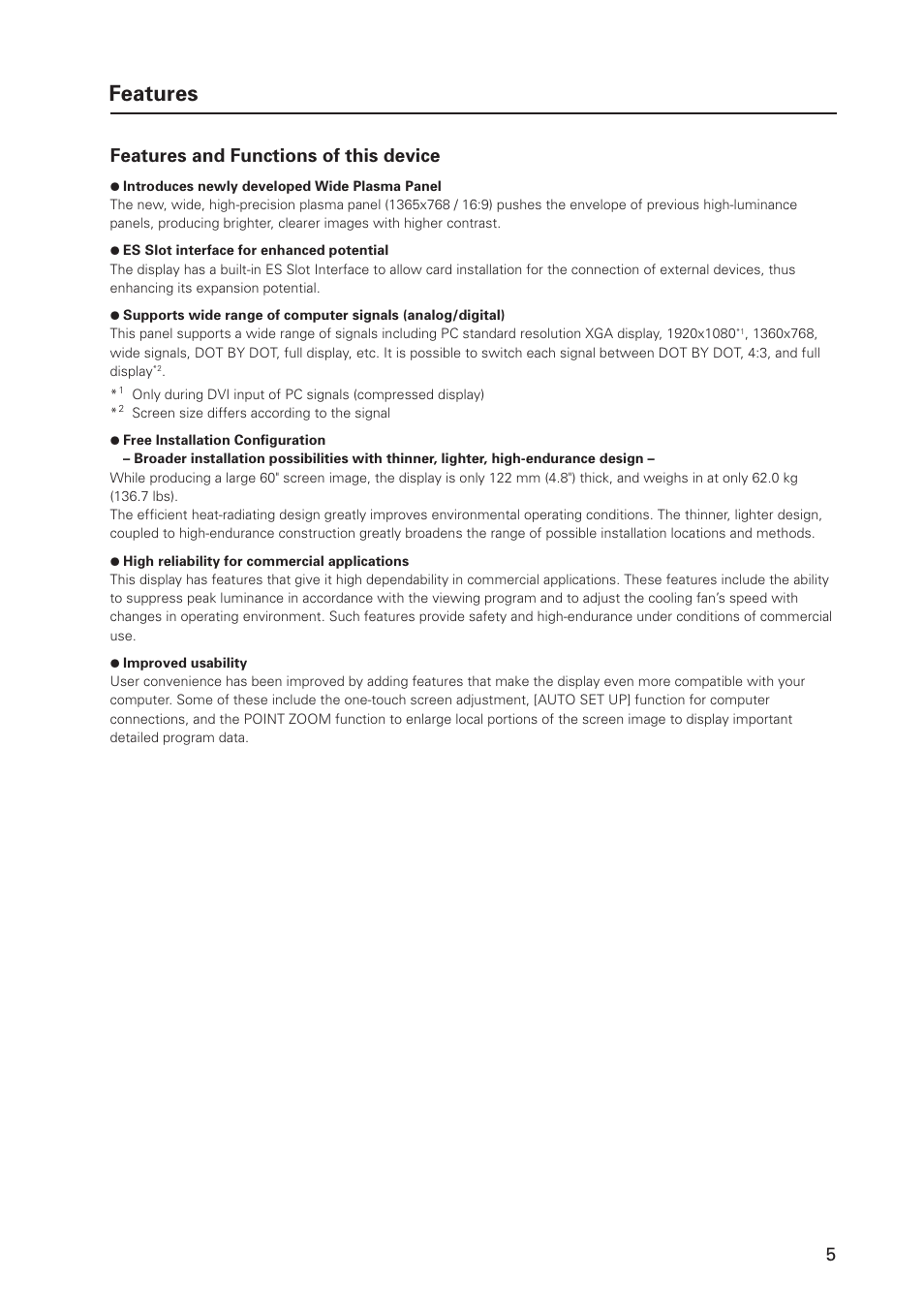 Features, Features and functions of this device | Pioneer MILESTONE 12 User Manual | Page 5 / 215