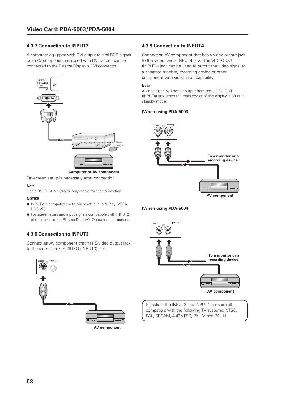 7 connection to input2, 8 connection to input3, 9 connection to input4 | Pioneer MILESTONE 12 User Manual | Page 58 / 215