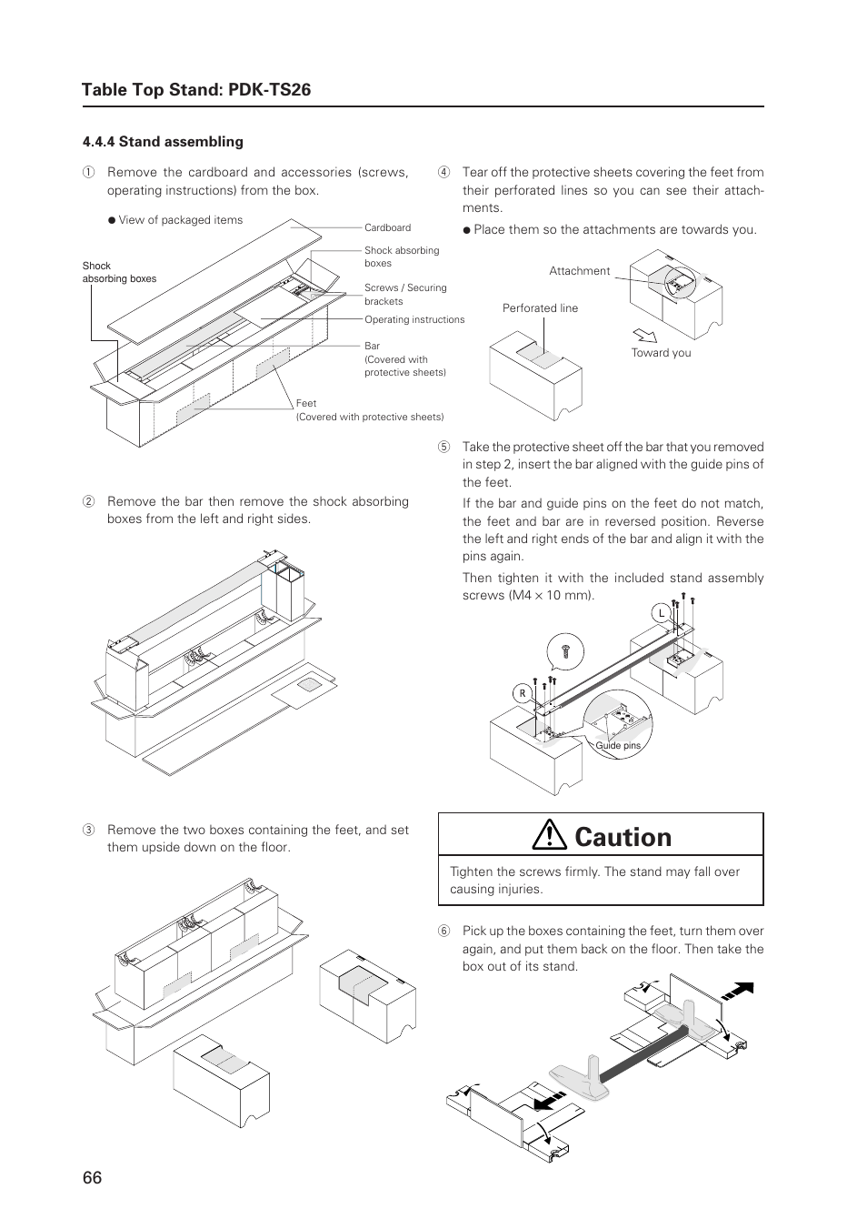 Caution, 66 table top stand: pdk-ts26 | Pioneer MILESTONE 12 User Manual | Page 66 / 215