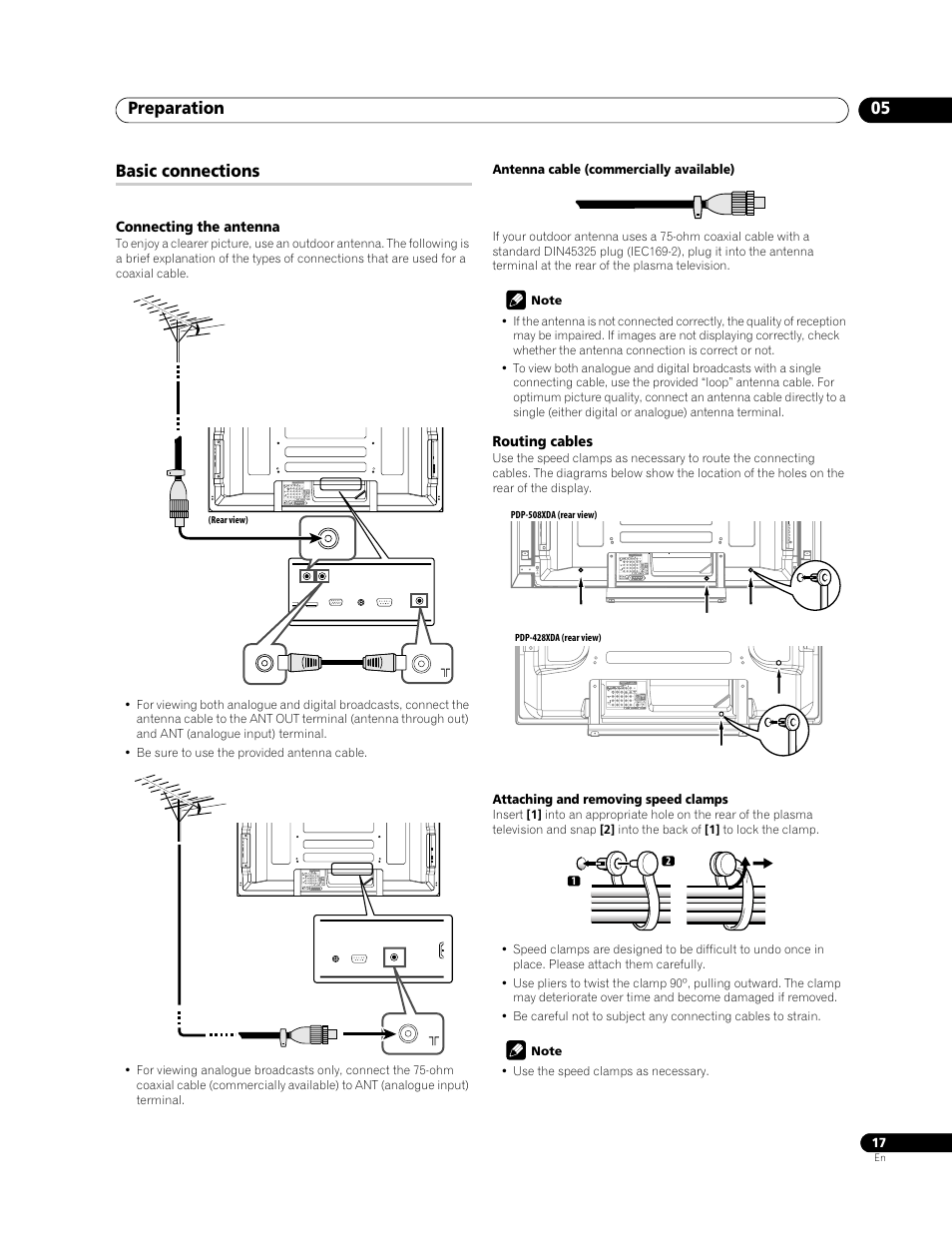 Basic connections, Preparation 05 | Pioneer PDP-508XDA User Manual | Page 17 / 76