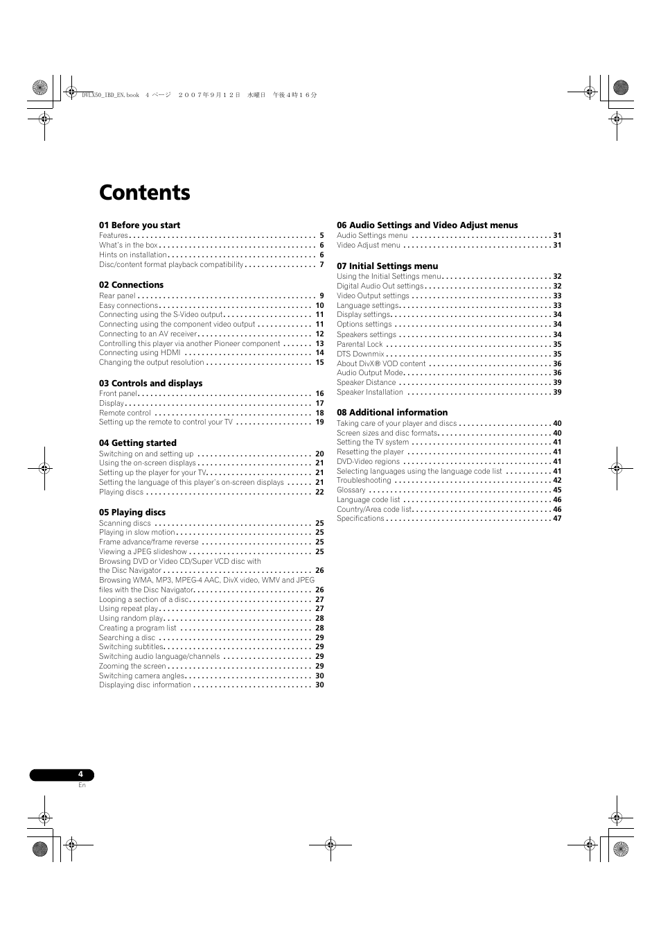 Pioneer DV-LX50 User Manual | Page 4 / 48