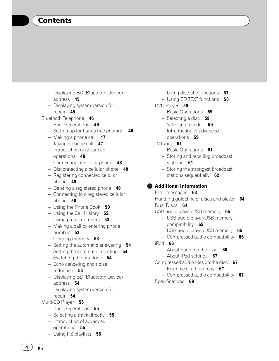 Pioneer DEH-P6900UB User Manual | Page 4 / 81
