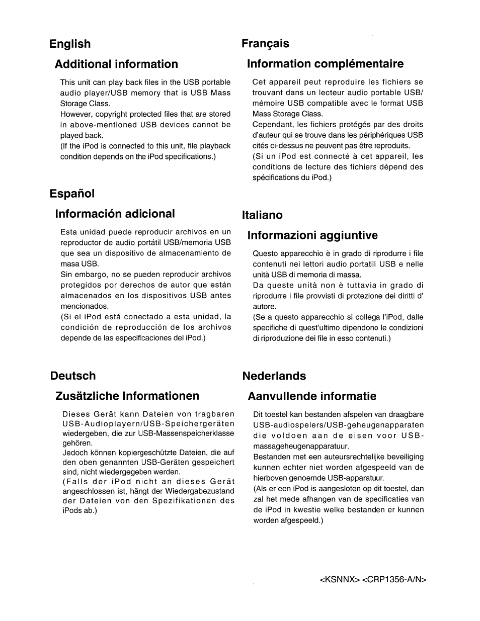 Usb file compatibility | Pioneer DEH-P6900UB User Manual | Page 76 / 81