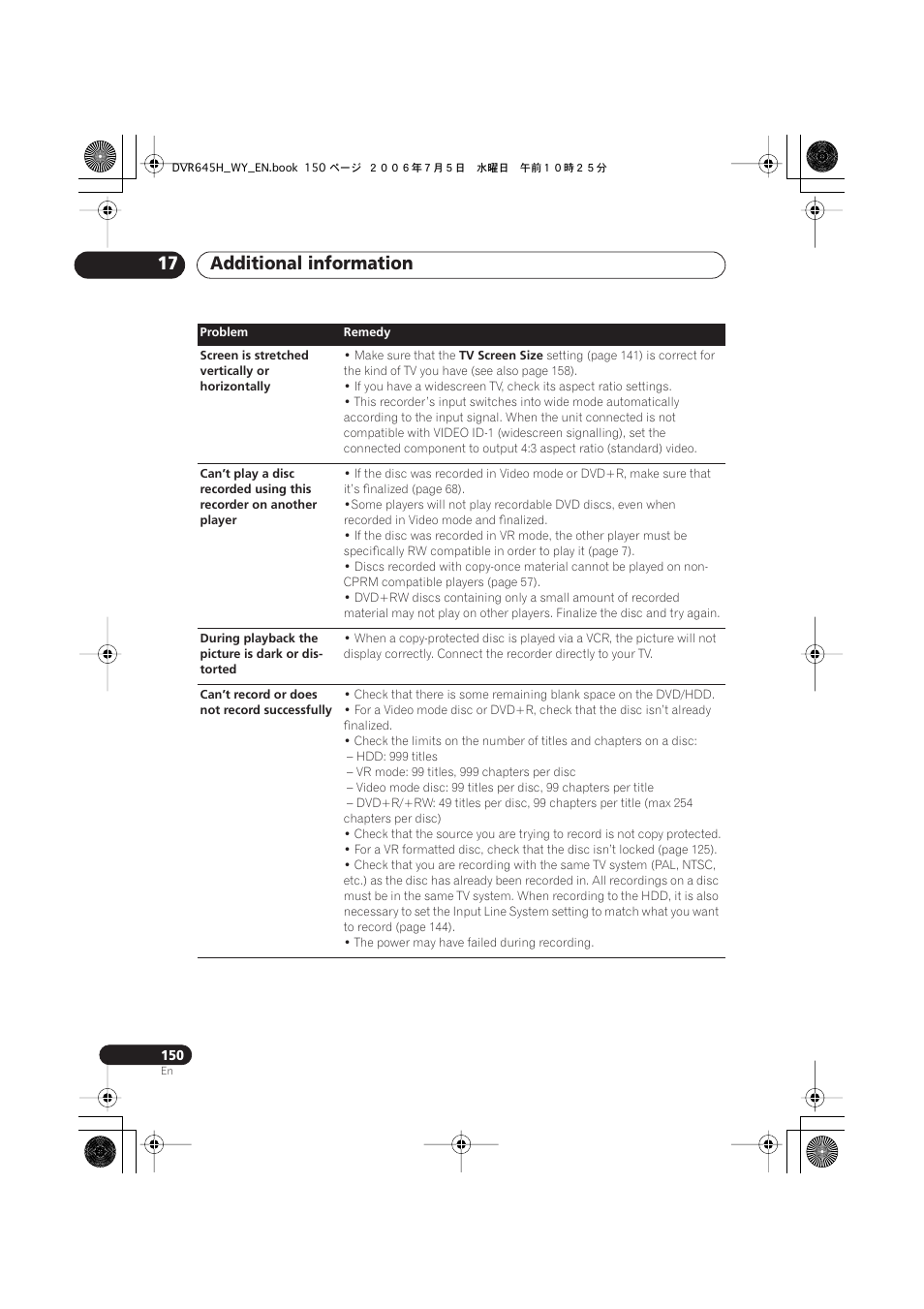 Additional information 17 | Pioneer DVR-545H-S User Manual | Page 150 / 163