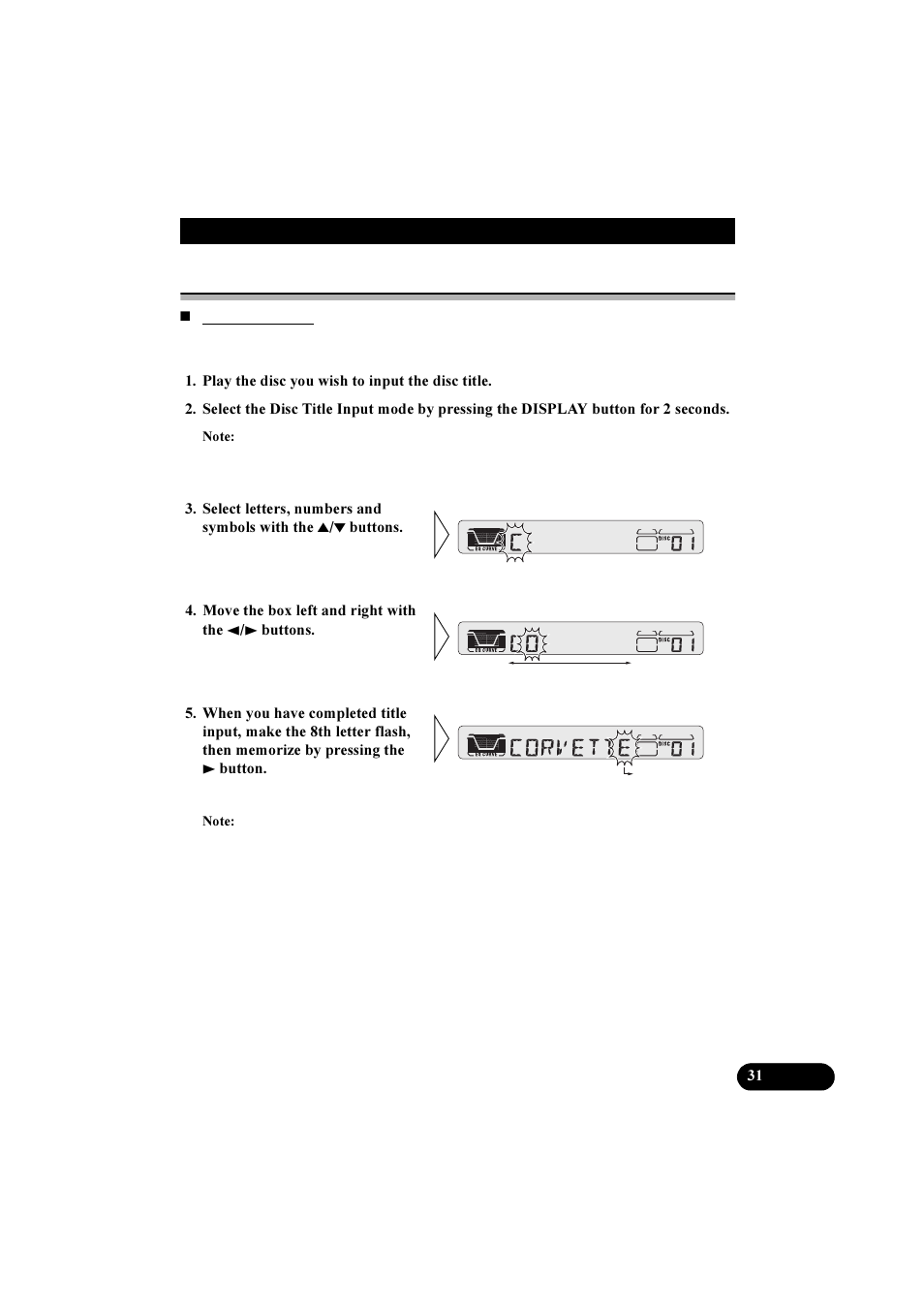 Disc title | Pioneer KEH-P5900R User Manual | Page 31 / 48