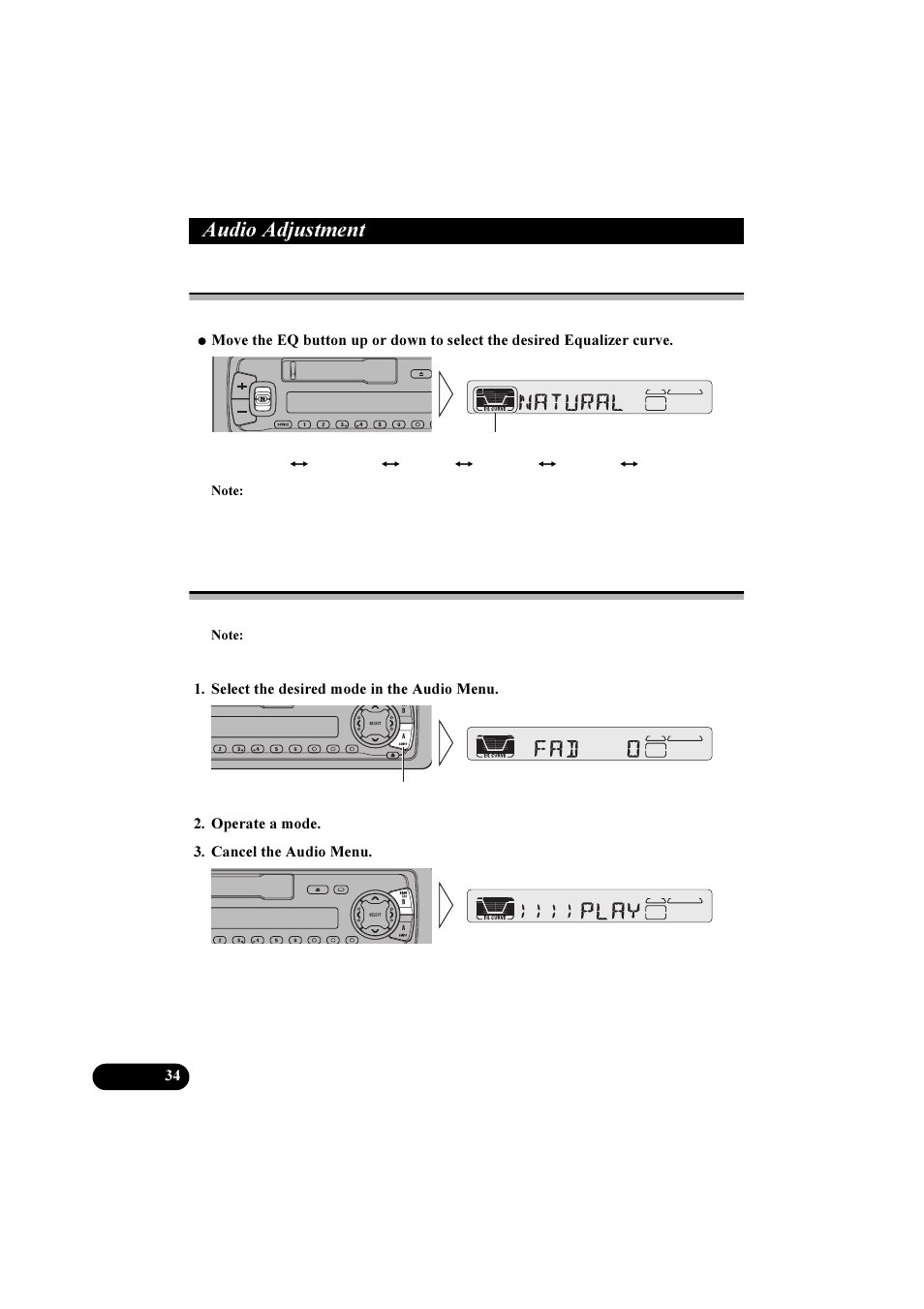 Xglr $gmxvwphqw, Selecting the equalizer curve, Entering the audio menu | Pioneer KEH-P5900R User Manual | Page 34 / 48