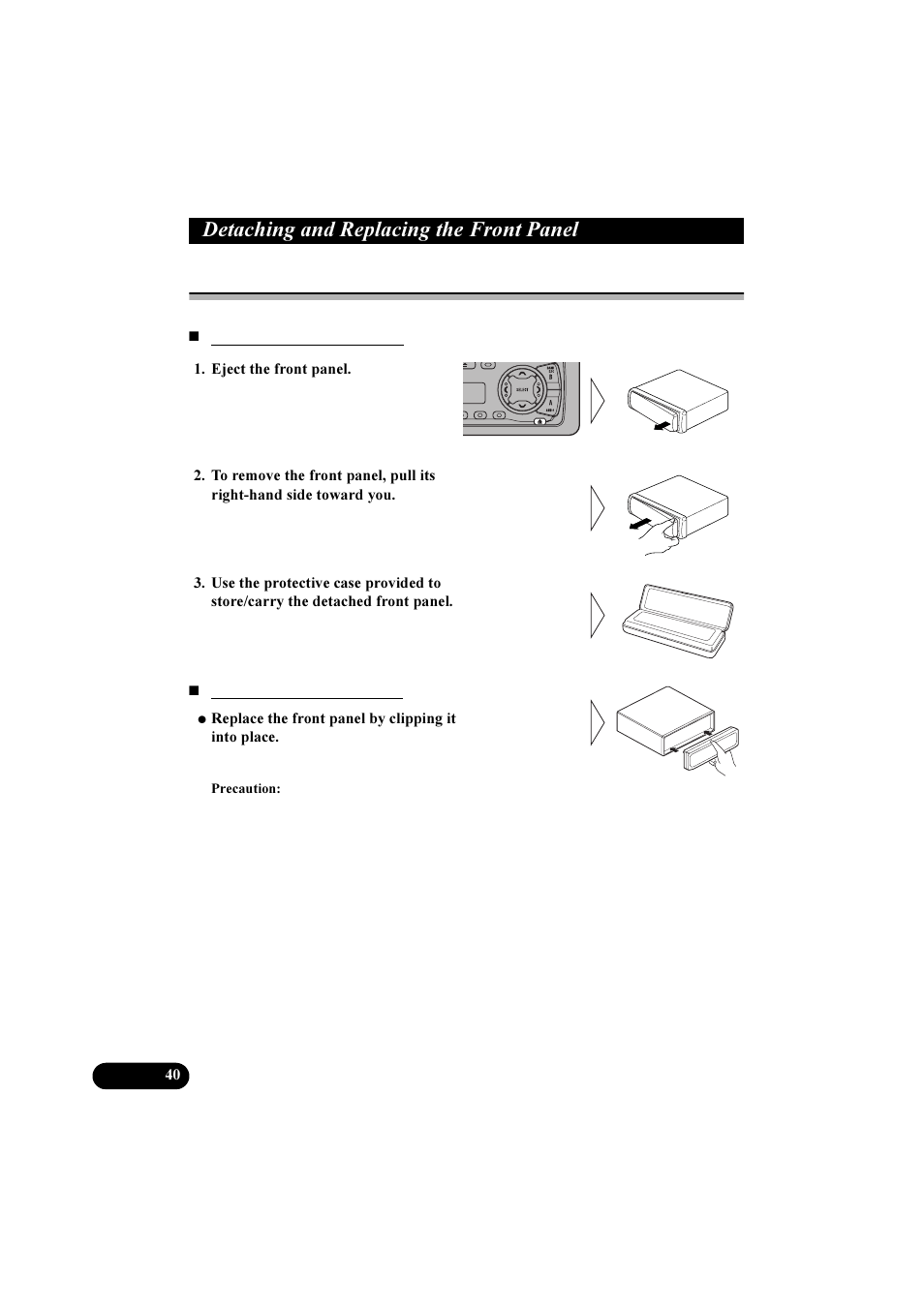 Hwdfklqj dqg 5hsodflqj wkh )urqw 3dqho, Theft protection | Pioneer KEH-P5900R User Manual | Page 40 / 48