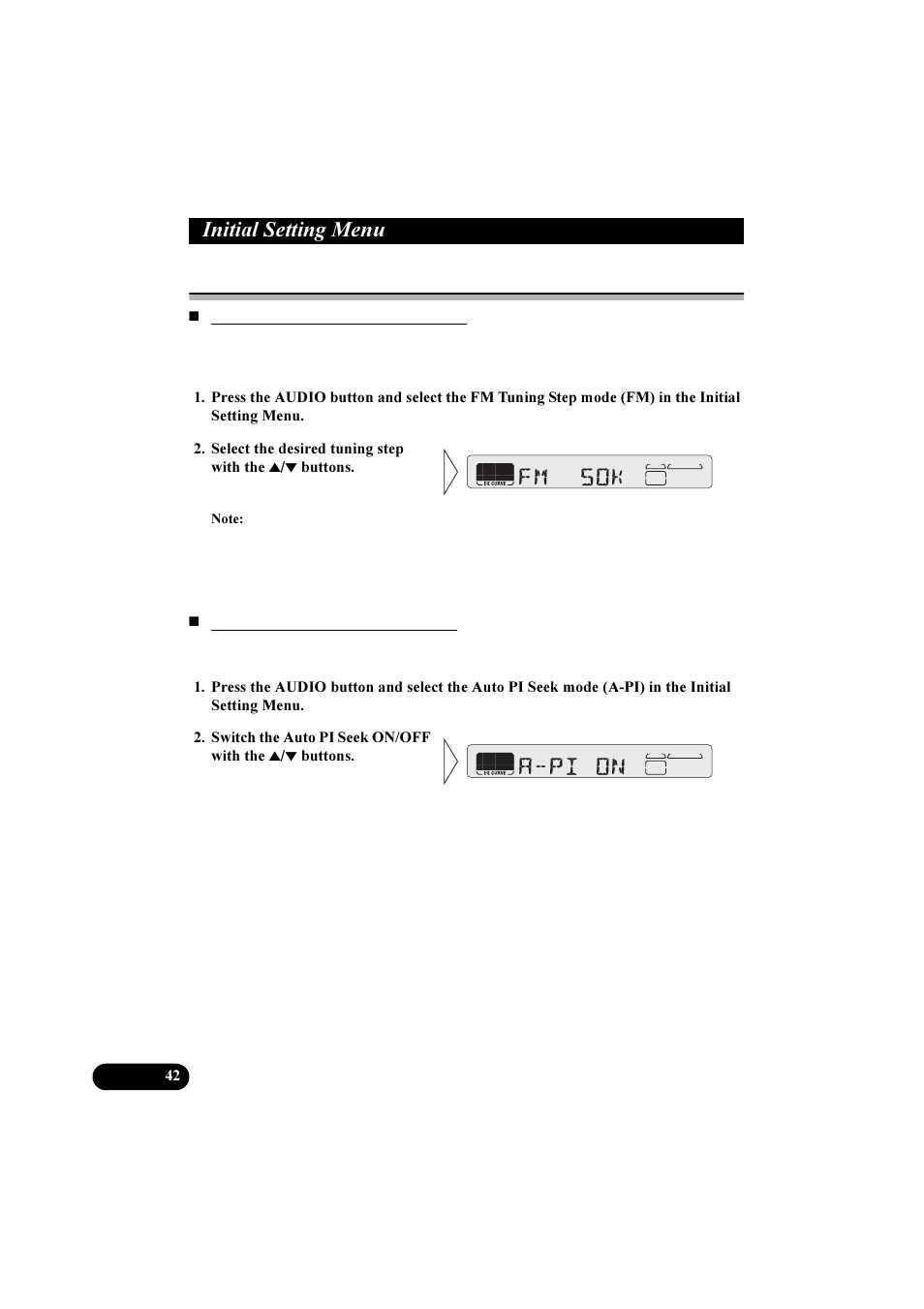 Qlwldo 6hwwlqj 0hqx, Initial setting menu functions | Pioneer KEH-P5900R User Manual | Page 42 / 48