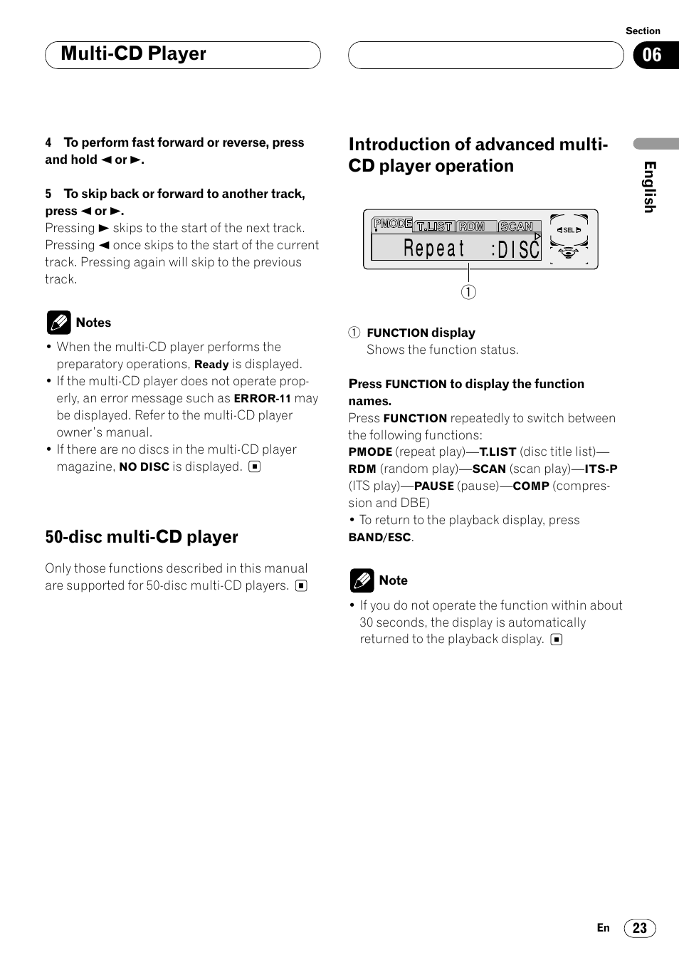 Operation 23, Multi-cd player, Disc multi-cd player | Pioneer KEH-P7020R User Manual | Page 23 / 96