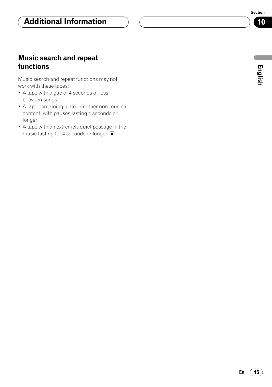 Music search and repeat functions 45, Additional information, Music search and repeat functions | Pioneer KEH-P7020R User Manual | Page 45 / 96
