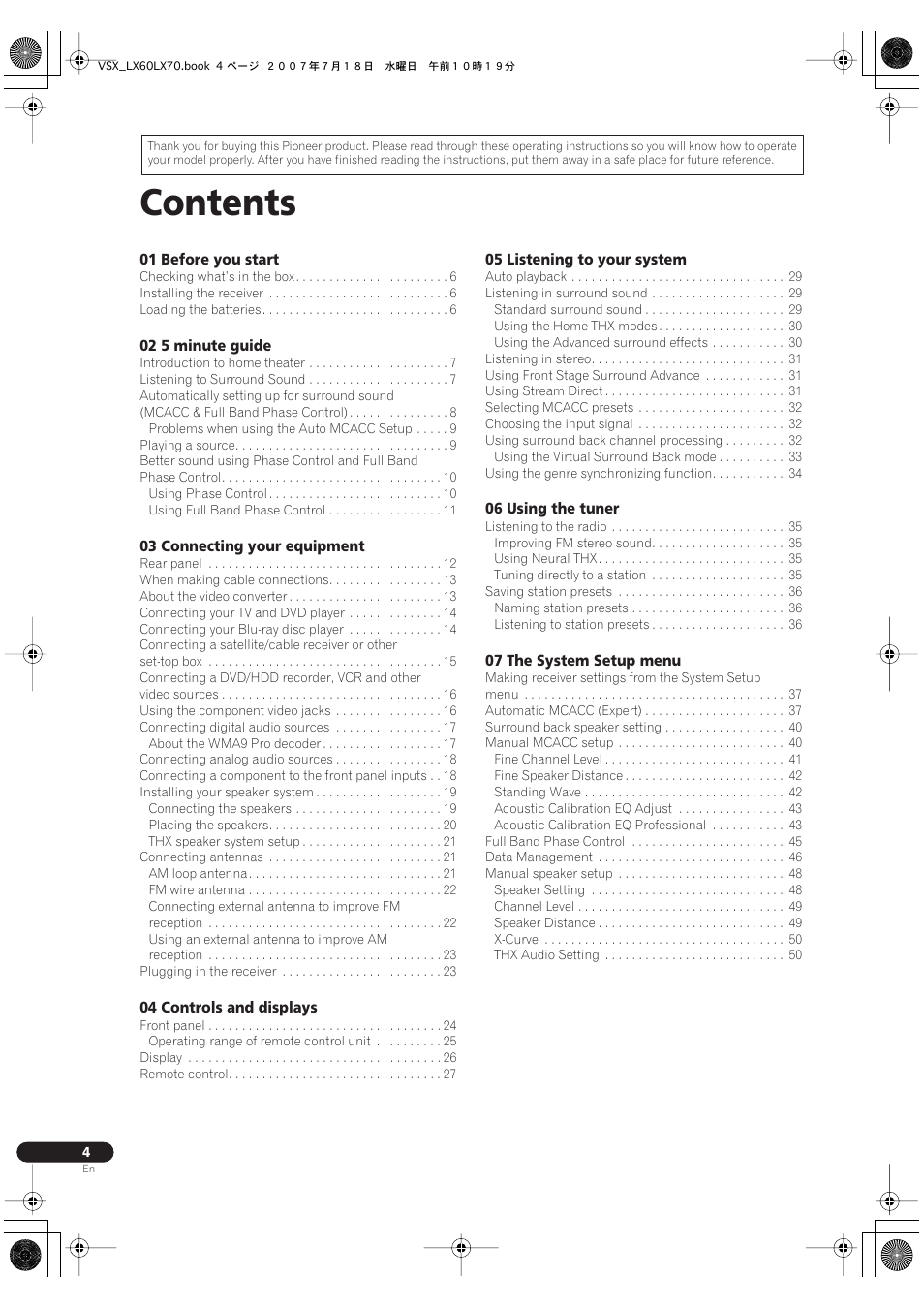 Pioneer VSX-LX70 User Manual | Page 4 / 96