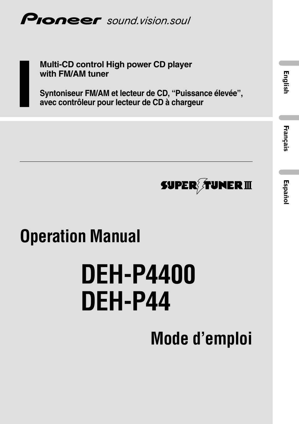 Pioneer DEH-P4400 User Manual | 112 pages