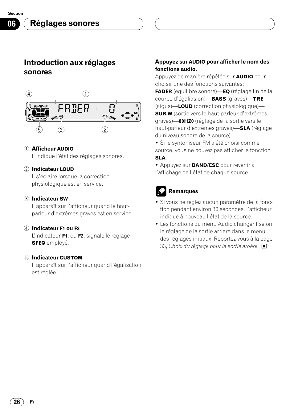 Réglages sonores, Introduction aux réglages sonores | Pioneer DEH-P4400 User Manual | Page 62 / 112