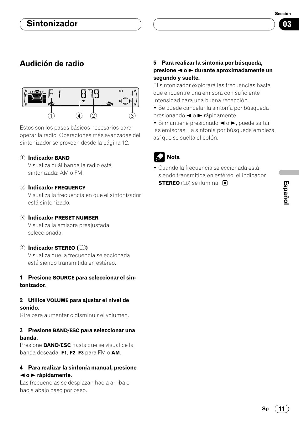 Sintonizador audición de radio 11, Sintonizador, Audición de radio | Pioneer DEH-P4400 User Manual | Page 83 / 112