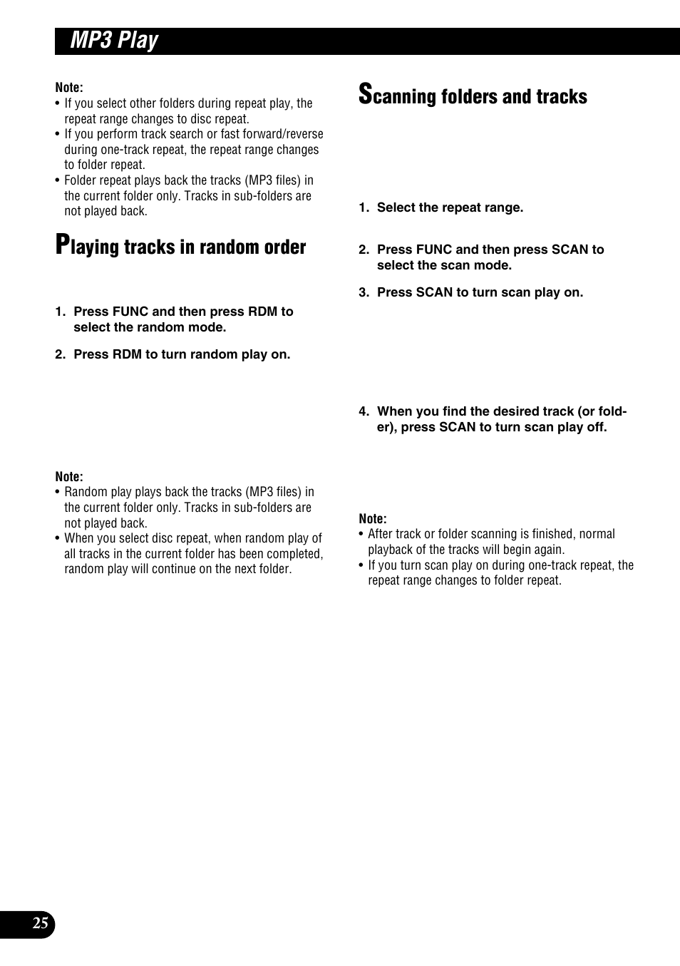 Random play, Mp3 play, Laying tracks in random order | Canning folders and tracks | Pioneer DEH-P9100R User Manual | Page 26 / 94