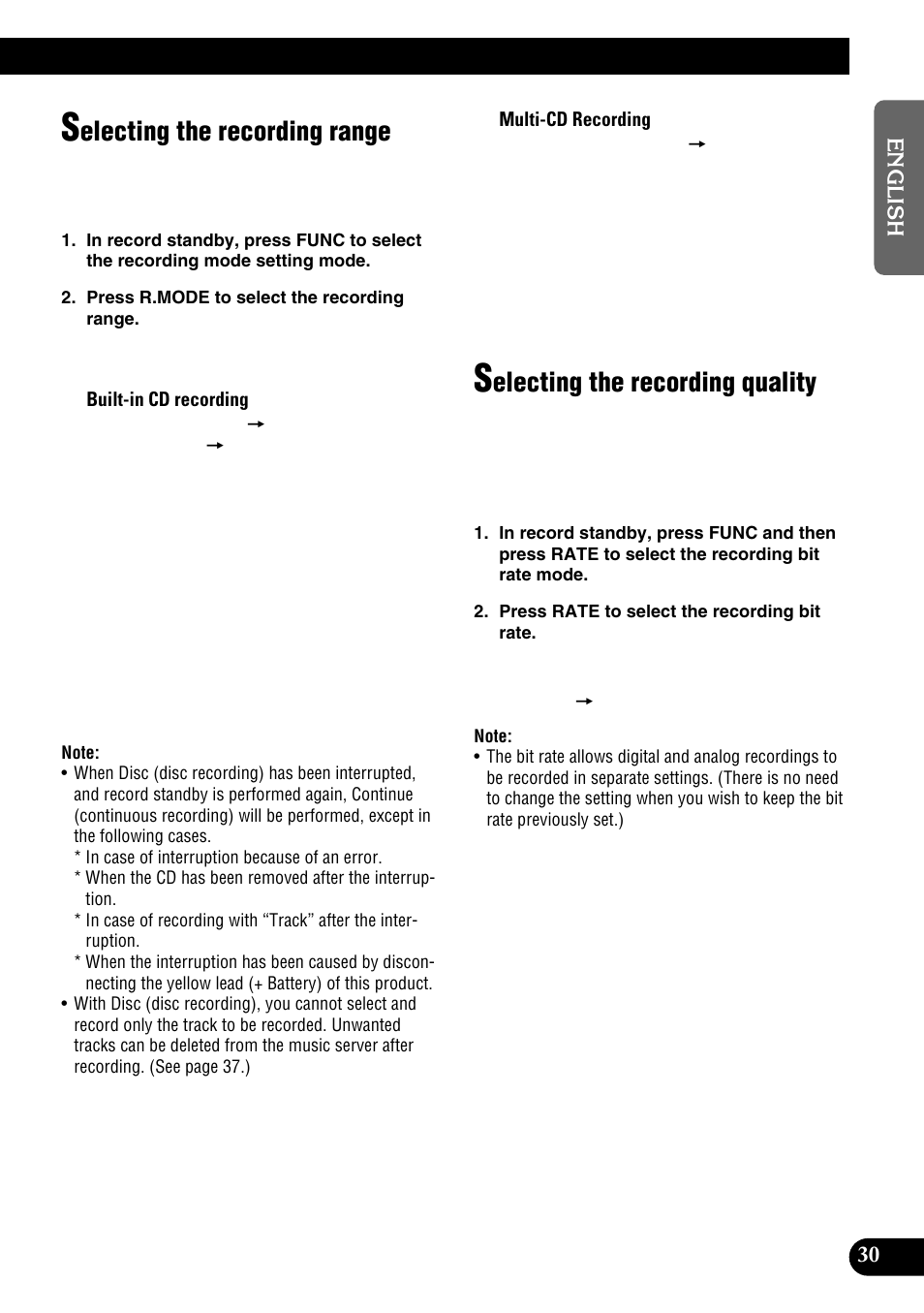 Electing the recording range, Electing the recording quality | Pioneer DEH-P9100R User Manual | Page 31 / 94