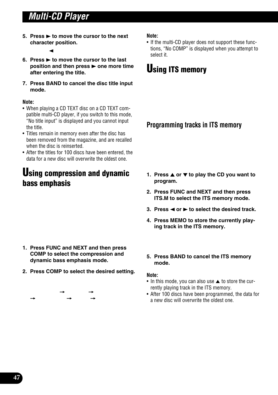 Using compression and dynamic bass, Emphasis, Using its memory | Multi-cd player, Sing compression and dynamic bass emphasis | Pioneer DEH-P9100R User Manual | Page 48 / 94
