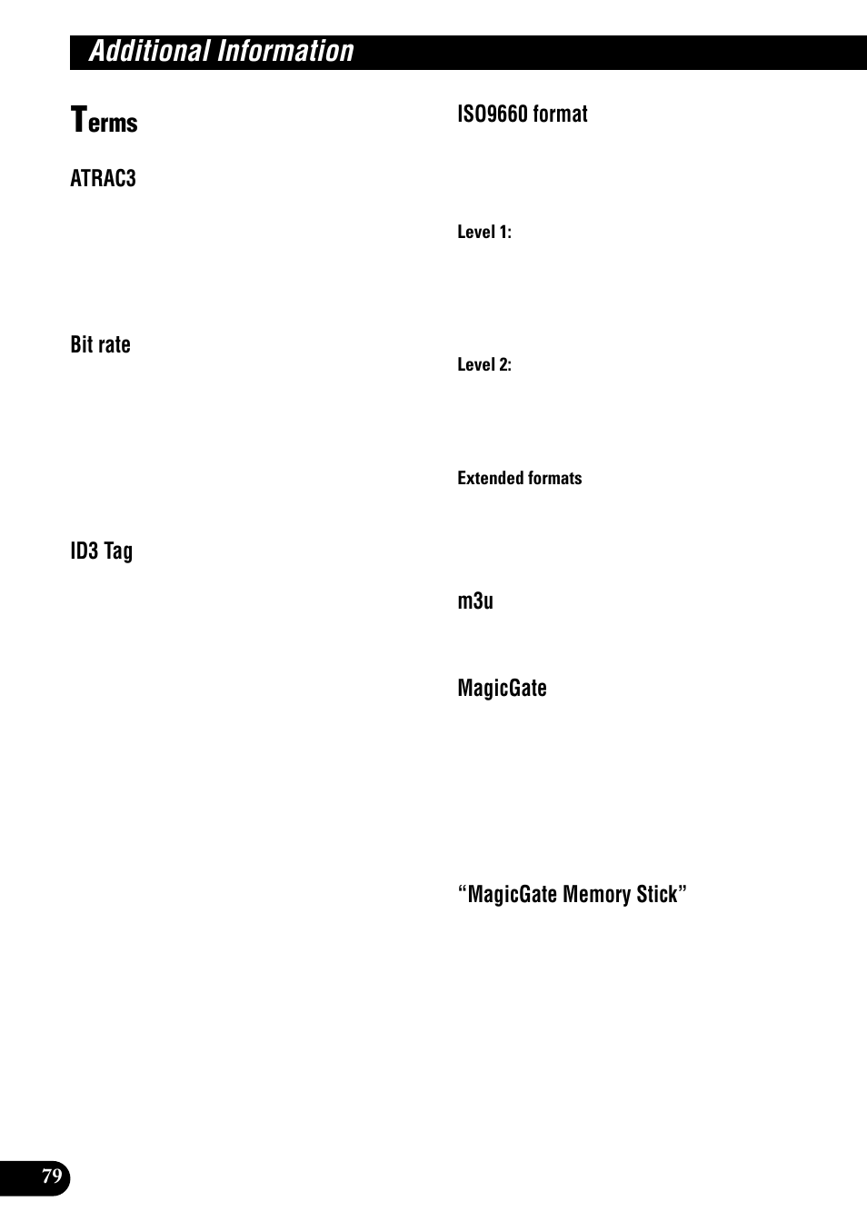 Terms, Additional information, Erms | Pioneer DEH-P9100R User Manual | Page 80 / 94