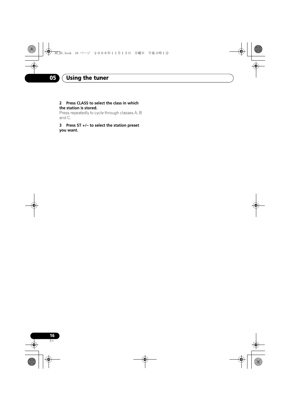 Using the tuner 05 | Pioneer ELITE SX-A6-J User Manual | Page 16 / 24