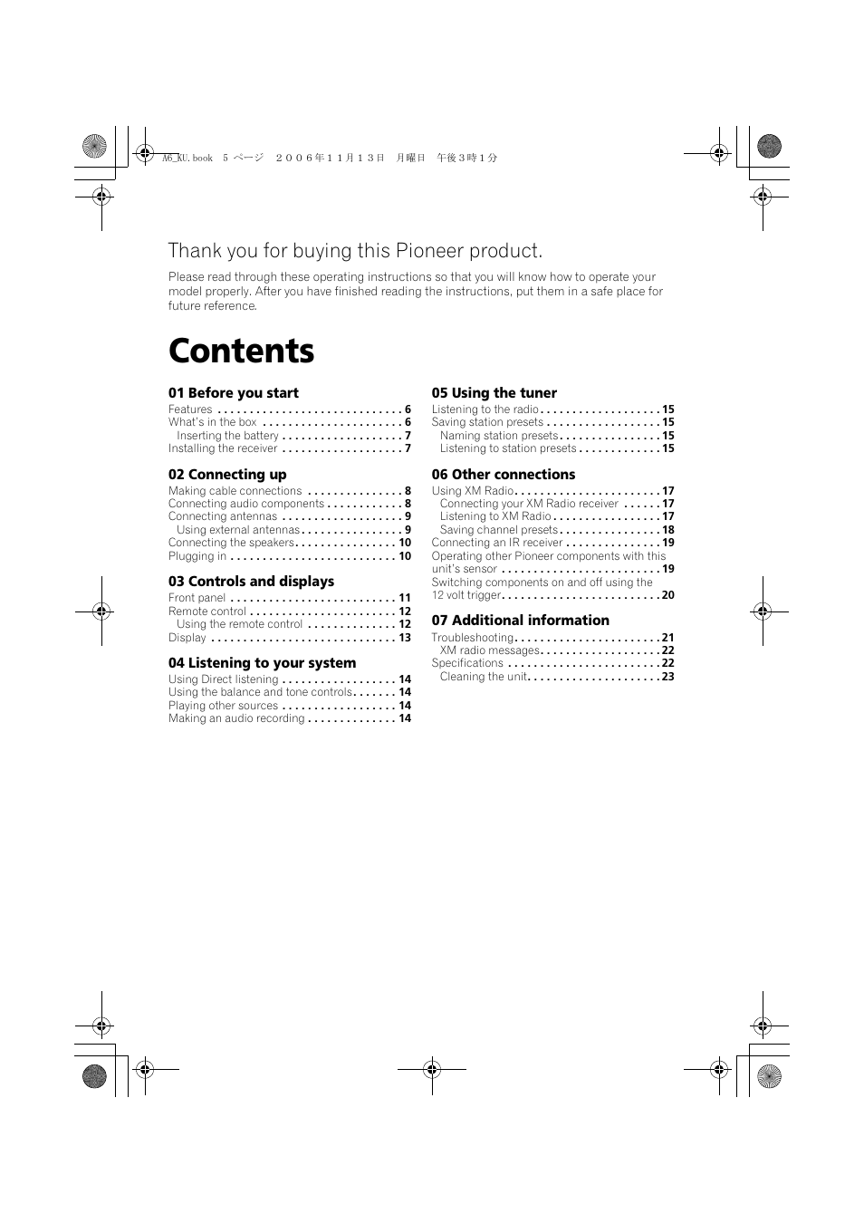 Pioneer ELITE SX-A6-J User Manual | Page 5 / 24