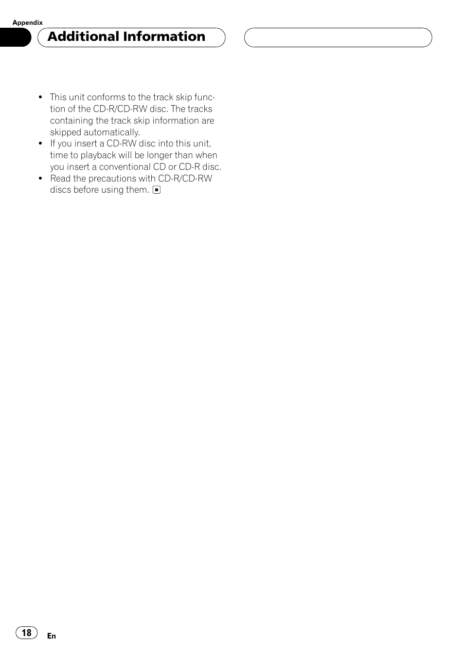 Additional information | Pioneer DEH-1 User Manual | Page 18 / 56