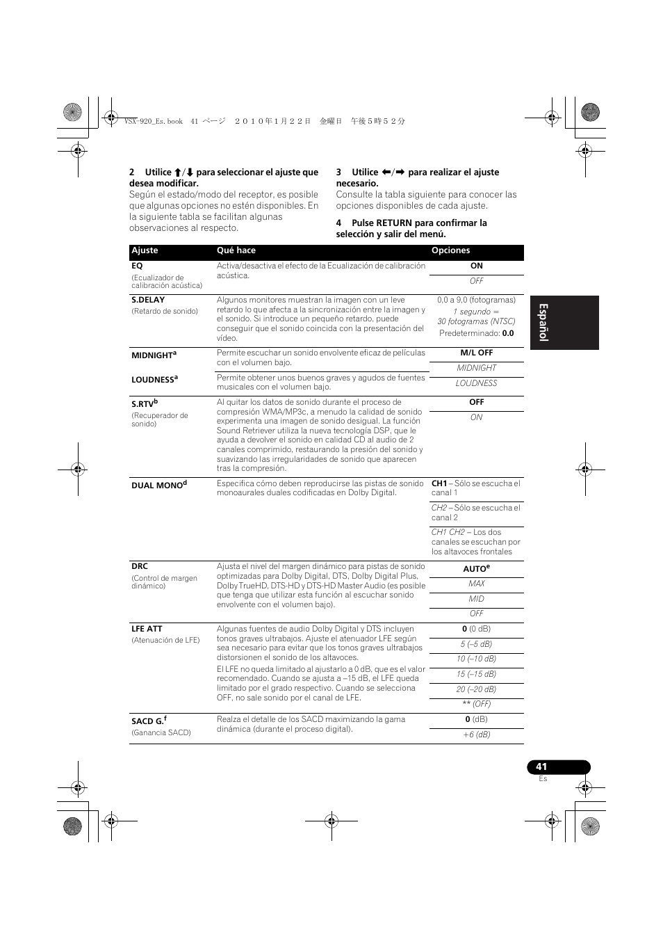 English español | Pioneer VSX 920 User Manual | Page 119 / 160