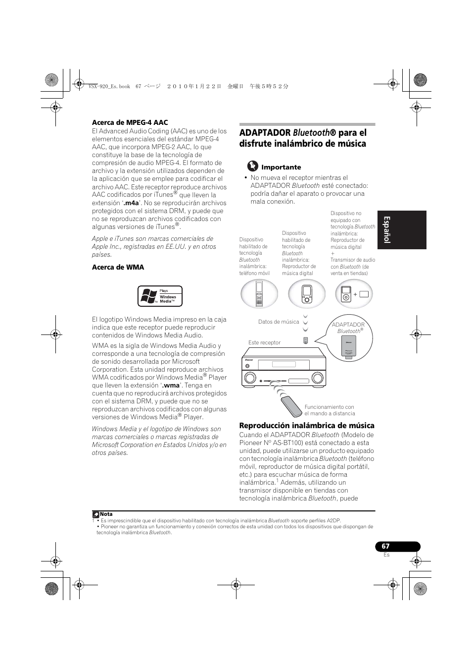 Reproducción inalámbrica de música, English español | Pioneer VSX 920 User Manual | Page 145 / 160