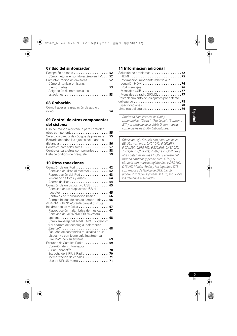 English español | Pioneer VSX 920 User Manual | Page 83 / 160