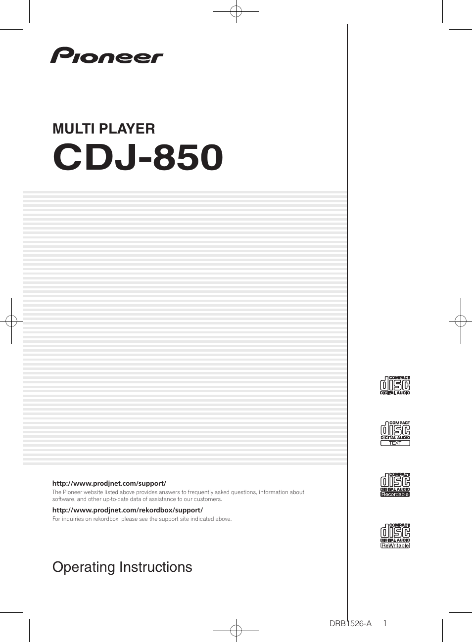 Pioneer CDJ-850 User Manual | 32 pages