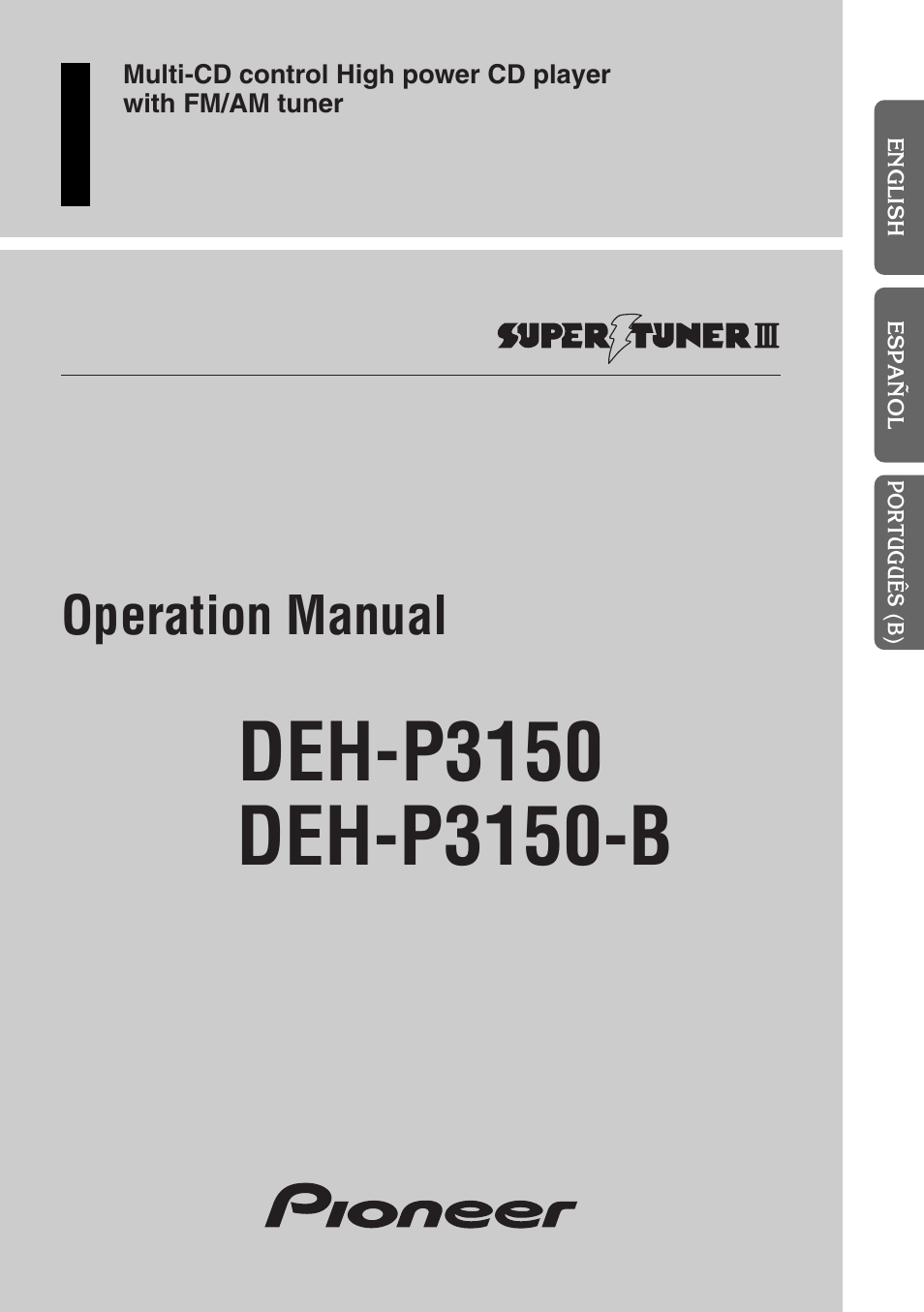 Pioneer DEH-P3150-B User Manual | 116 pages