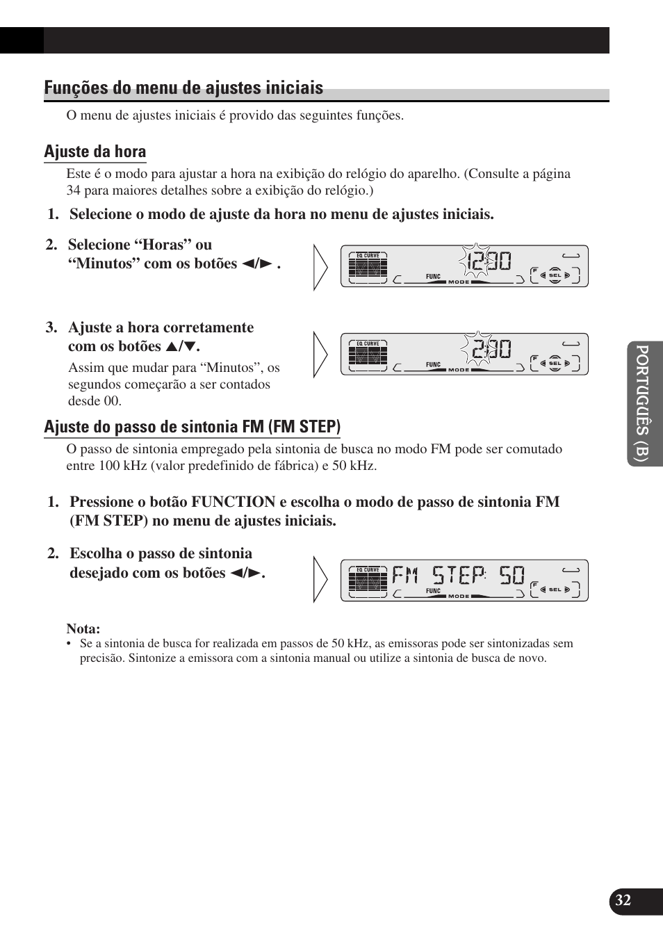 Funções do menu de ajustes iniciais | Pioneer DEH-P3150-B User Manual | Page 109 / 116