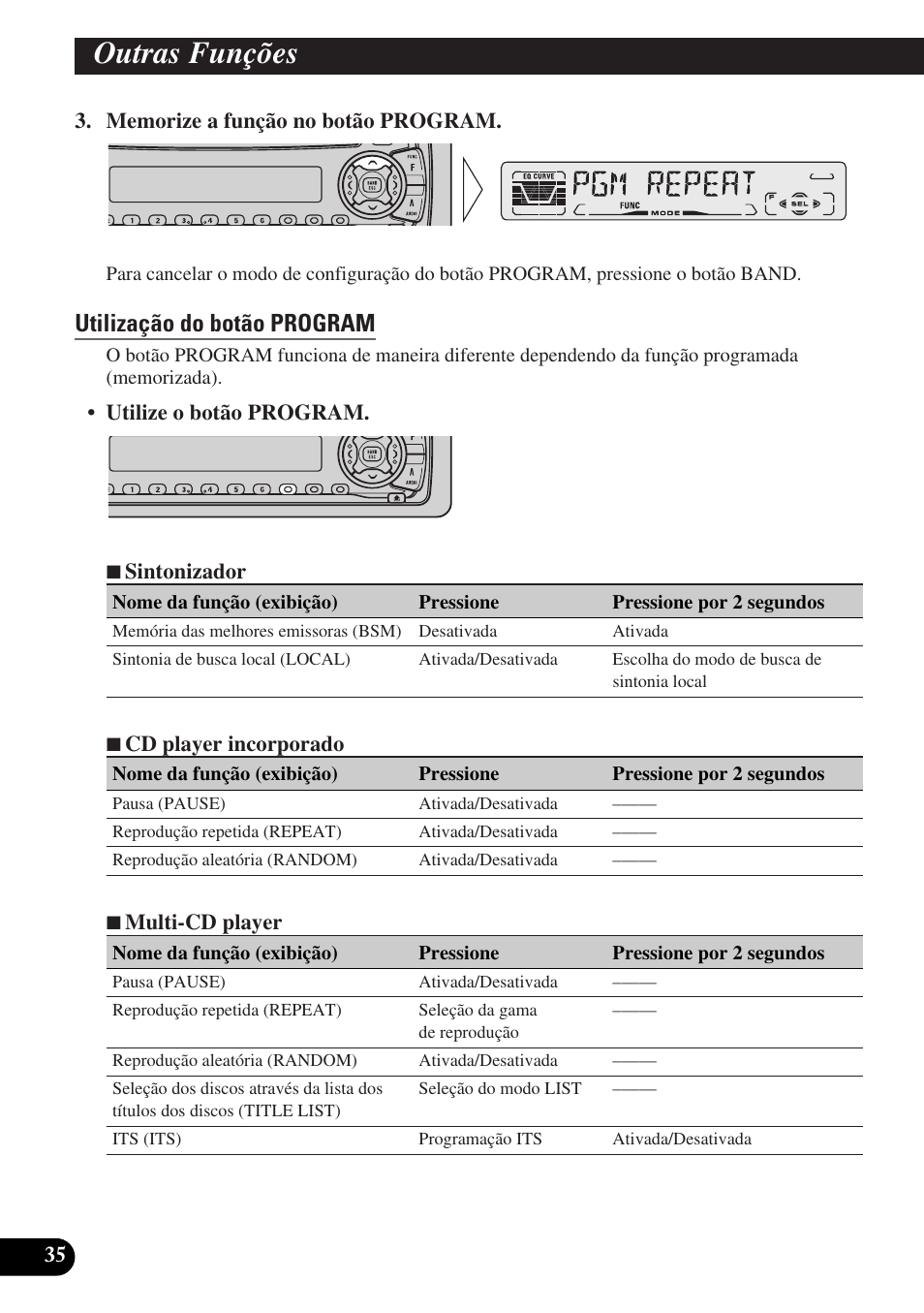 Utilização do botão program, Utilização da fonte aux, Escolha da fonte aux | Introdução de título para a fonte aux, Outras funções | Pioneer DEH-P3150-B User Manual | Page 112 / 116