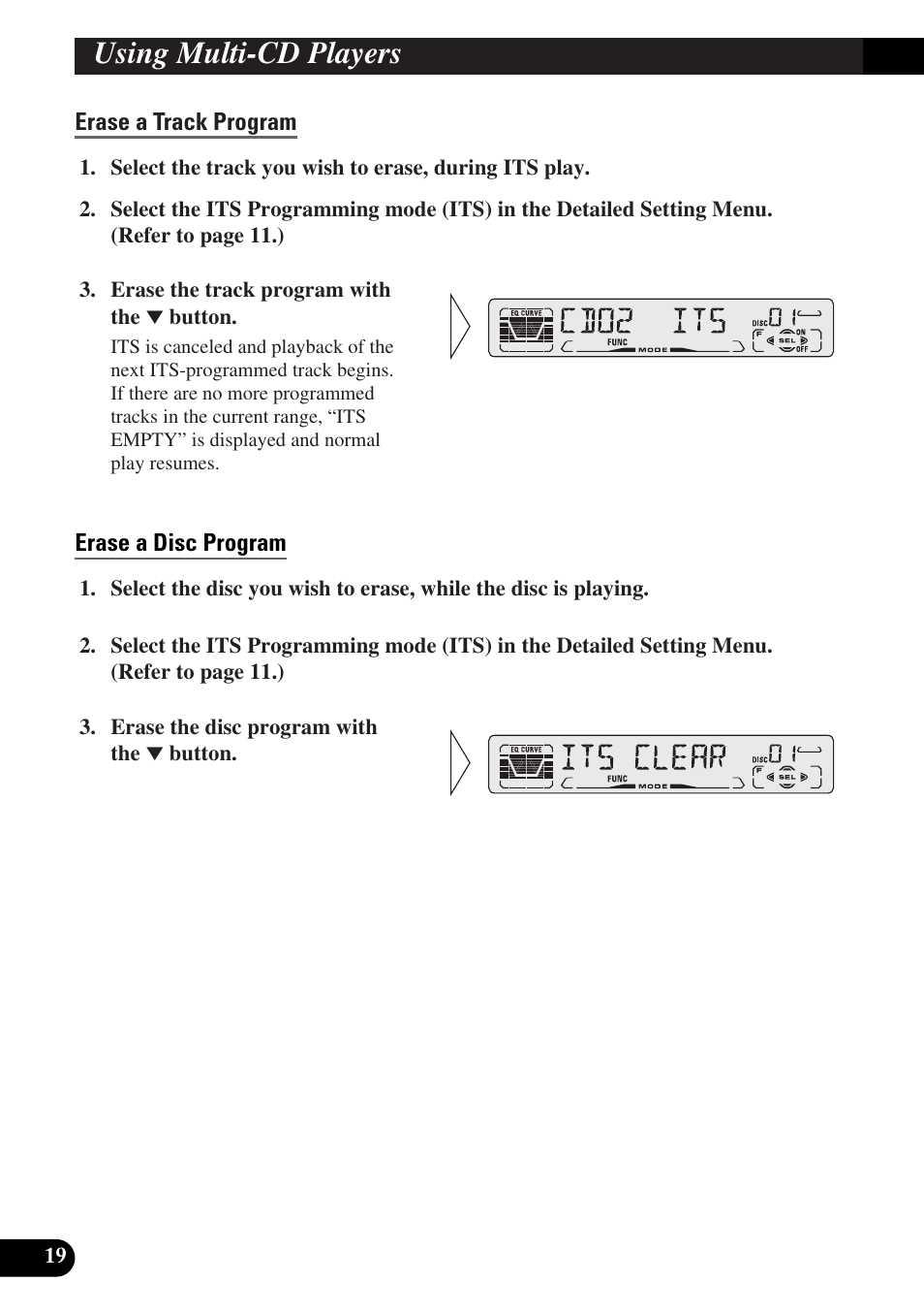 Erase a track program, Erase a disc program, Disc title | Disc title input (title in), A title (english) using multi-cd players | Pioneer DEH-P3150-B User Manual | Page 20 / 116