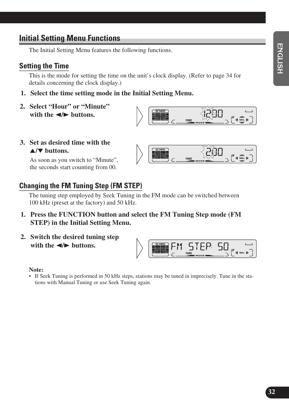 A title (english), Initial setting menu functions | Pioneer DEH-P3150-B User Manual | Page 33 / 116