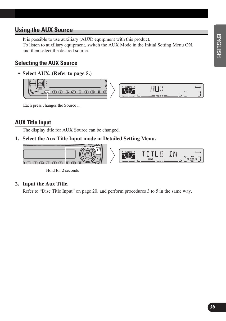 Using the aux source | Pioneer DEH-P3150-B User Manual | Page 37 / 116