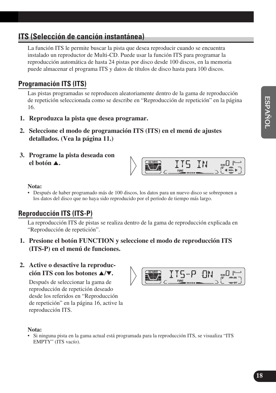 Its (selección de canción instantánea), Programación its (its), Reproducción its (its-p) | Pioneer DEH-P3150-B User Manual | Page 57 / 116