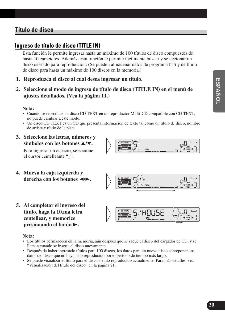 Título de disco, Ingreso de título de disco (title in) | Pioneer DEH-P3150-B User Manual | Page 59 / 116