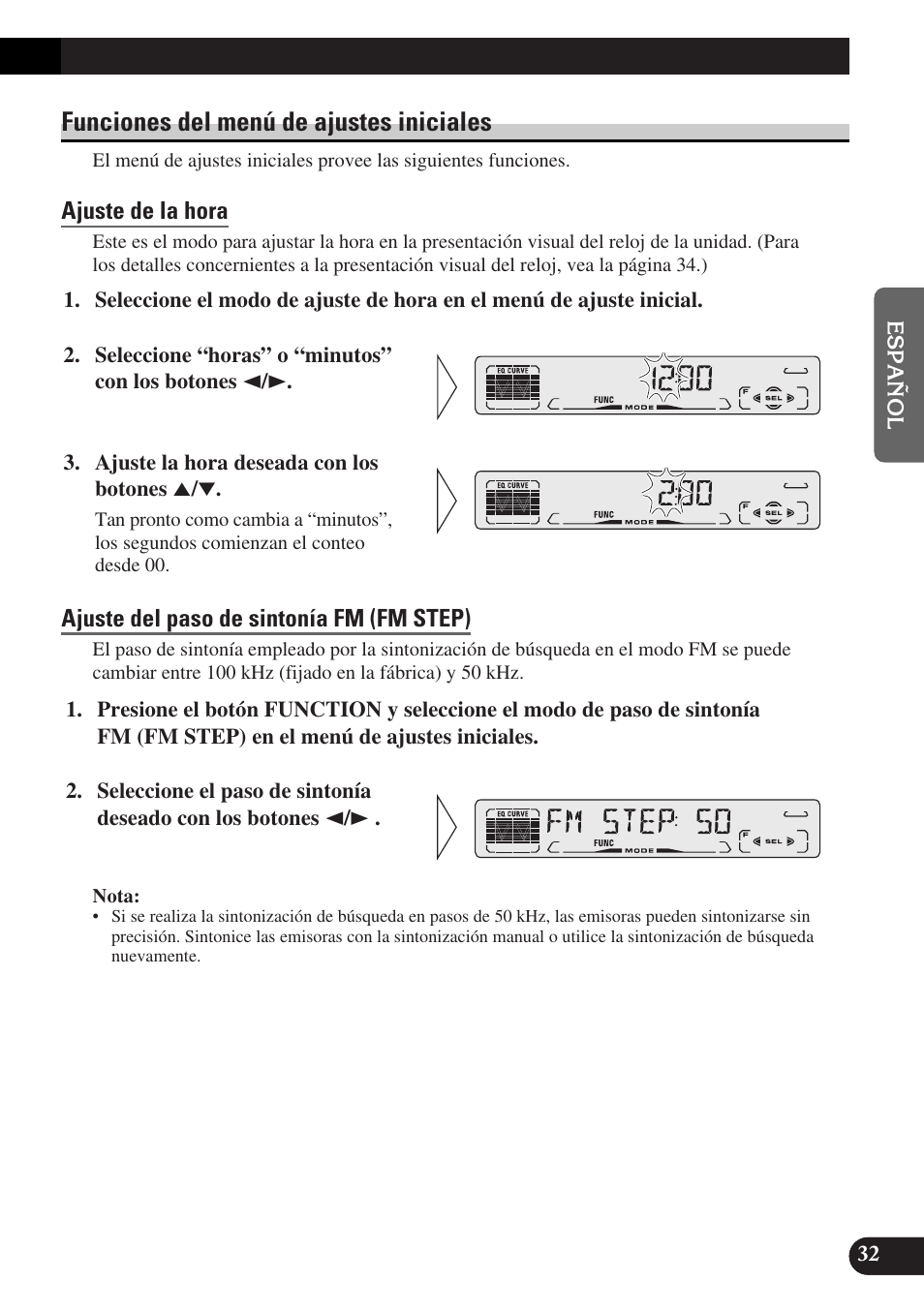 Funciones del menú de ajustes iniciales | Pioneer DEH-P3150-B User Manual | Page 71 / 116