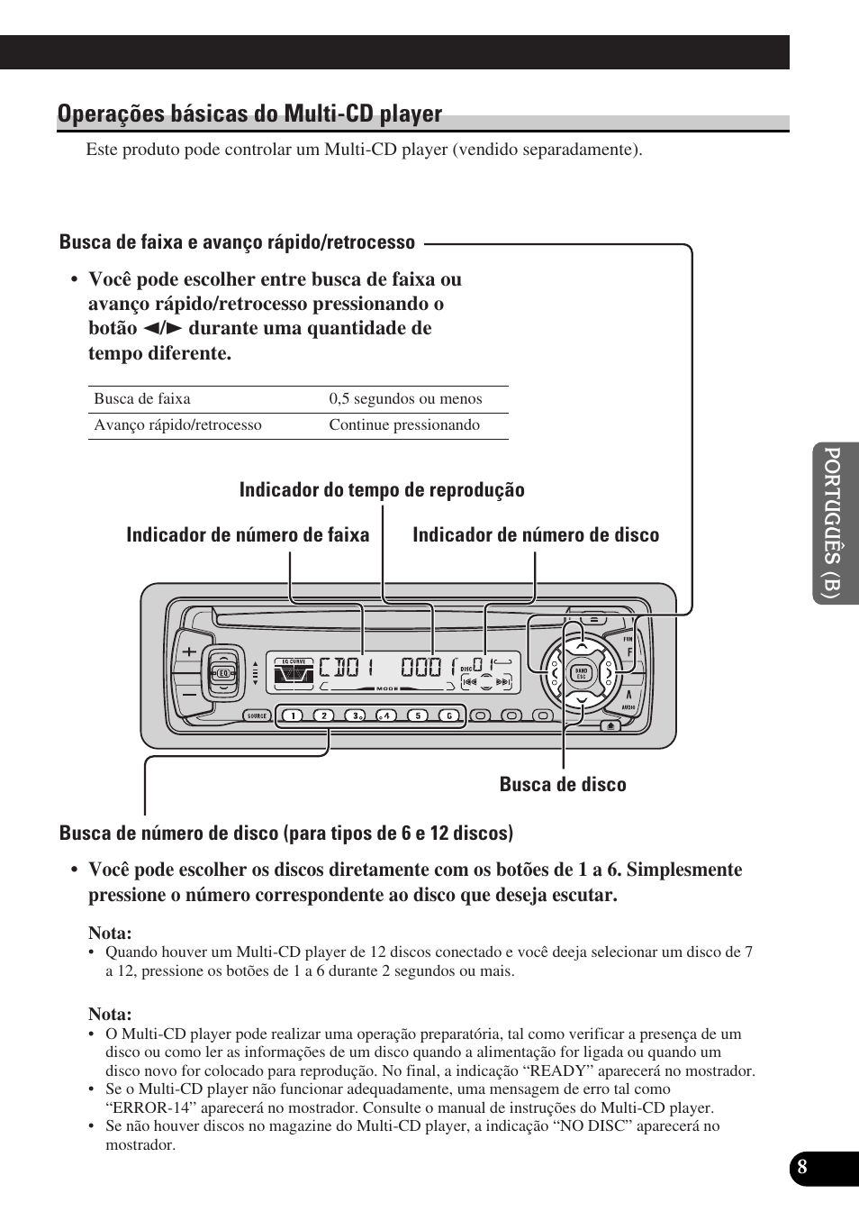 Operações básicas do multi-cd player | Pioneer DEH-P3150-B User Manual | Page 85 / 116