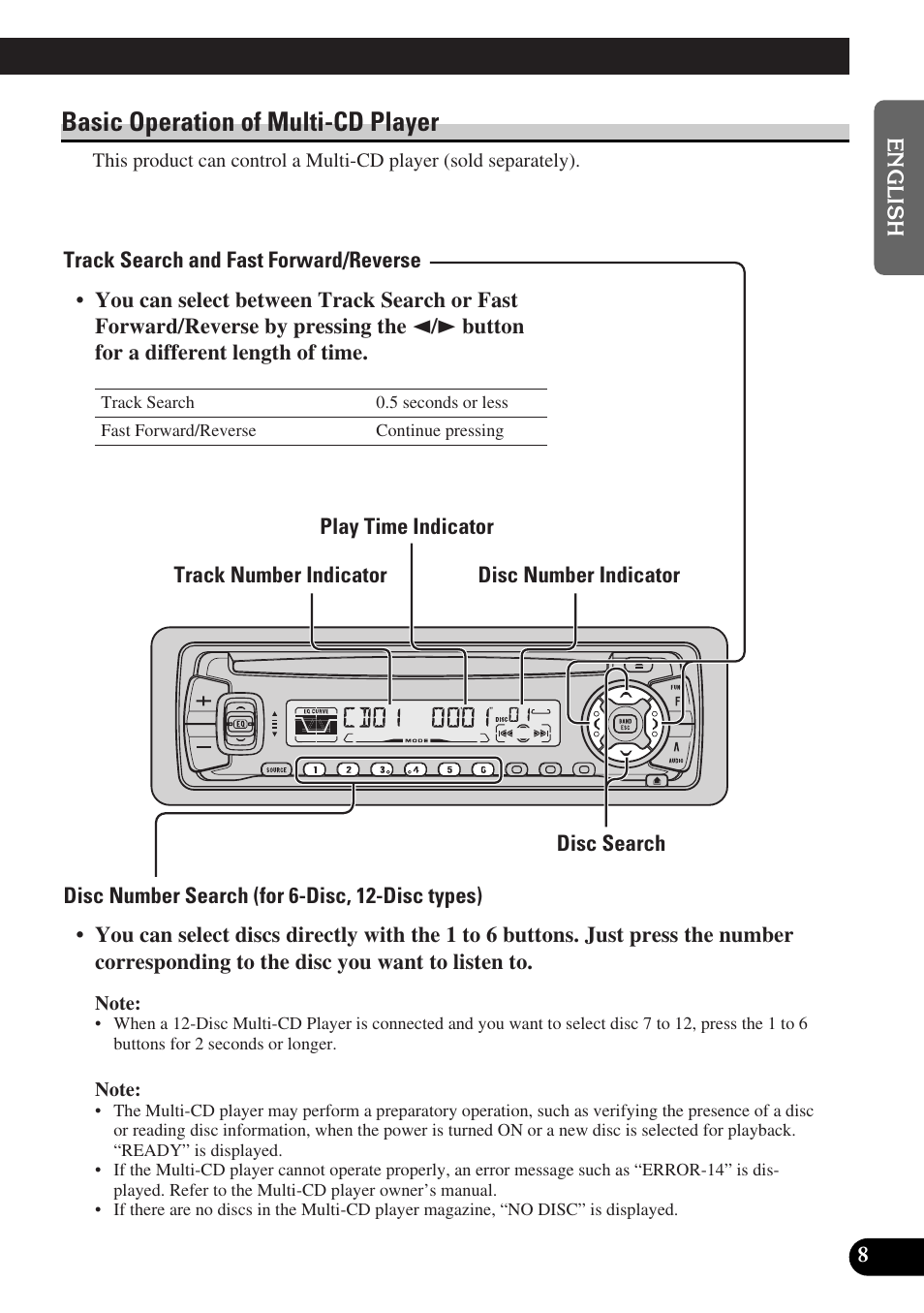 Basic operation of multi-cd player | Pioneer DEH-P3150-B User Manual | Page 9 / 116