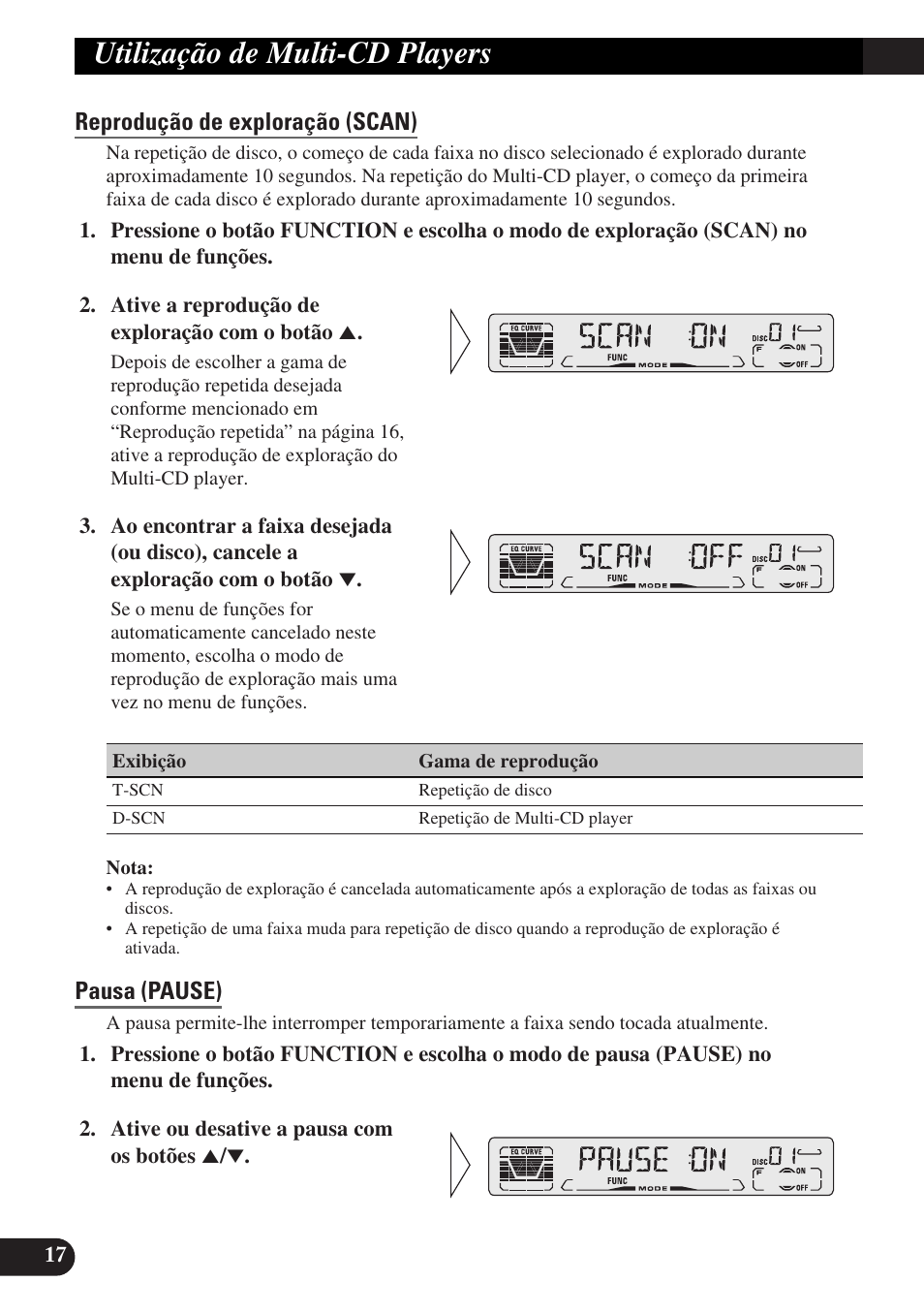 Reprodução de exploração (scan), Pausa (pause), Função its (seleção instantânea de faixa) | Programação its (its), Reprodução its (its-p), Utilização de multi-cd players | Pioneer DEH-P3150-B User Manual | Page 94 / 116