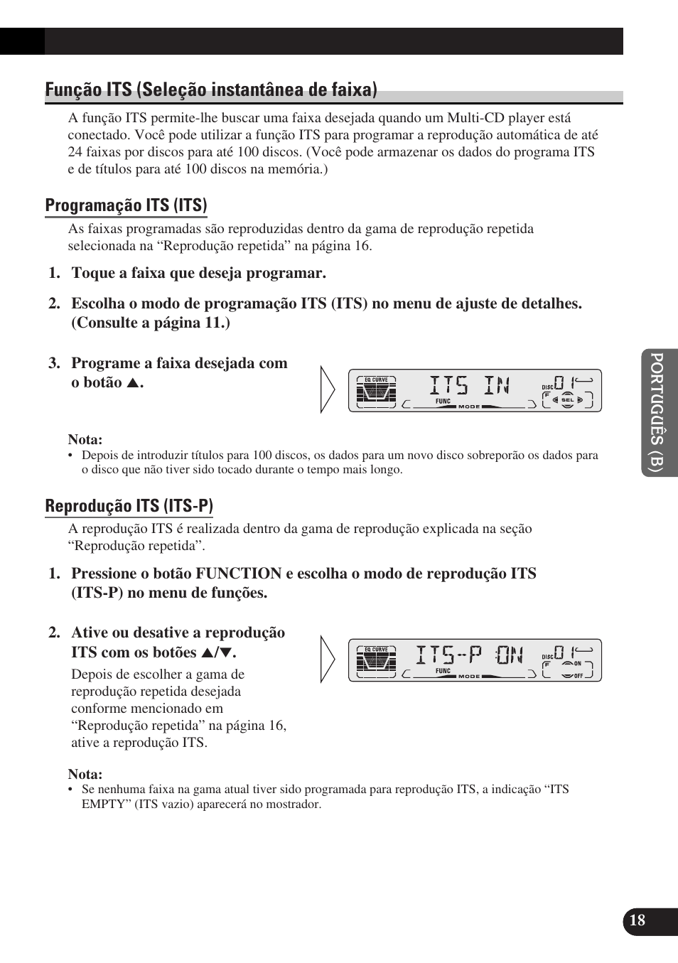 Função its (seleção instantânea de faixa), Programação its (its), Reprodução its (its-p) | Pioneer DEH-P3150-B User Manual | Page 95 / 116